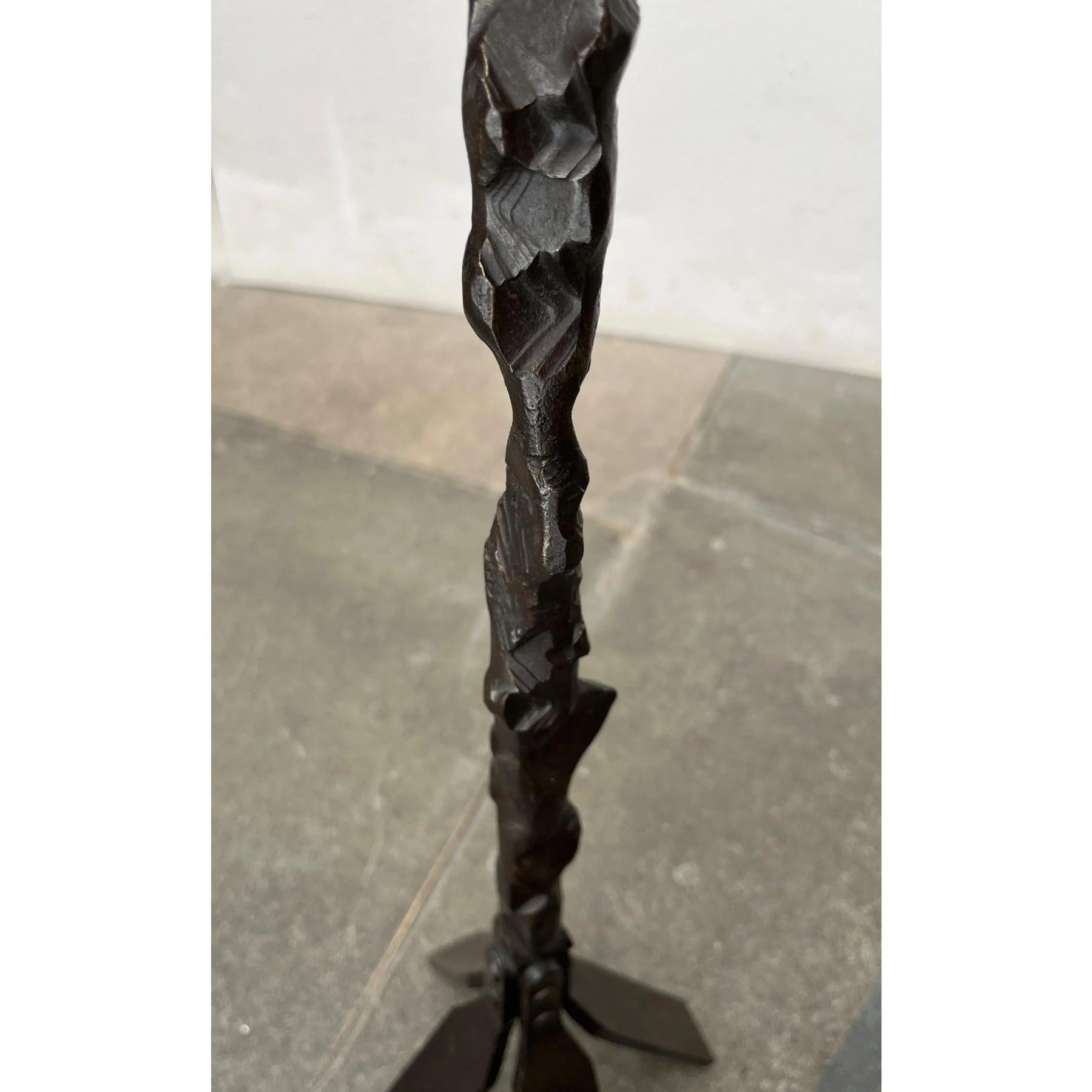 20th Century Large Mid-Century Brutalist Floor Candleholder in Wrought Iron, 1960s For Sale