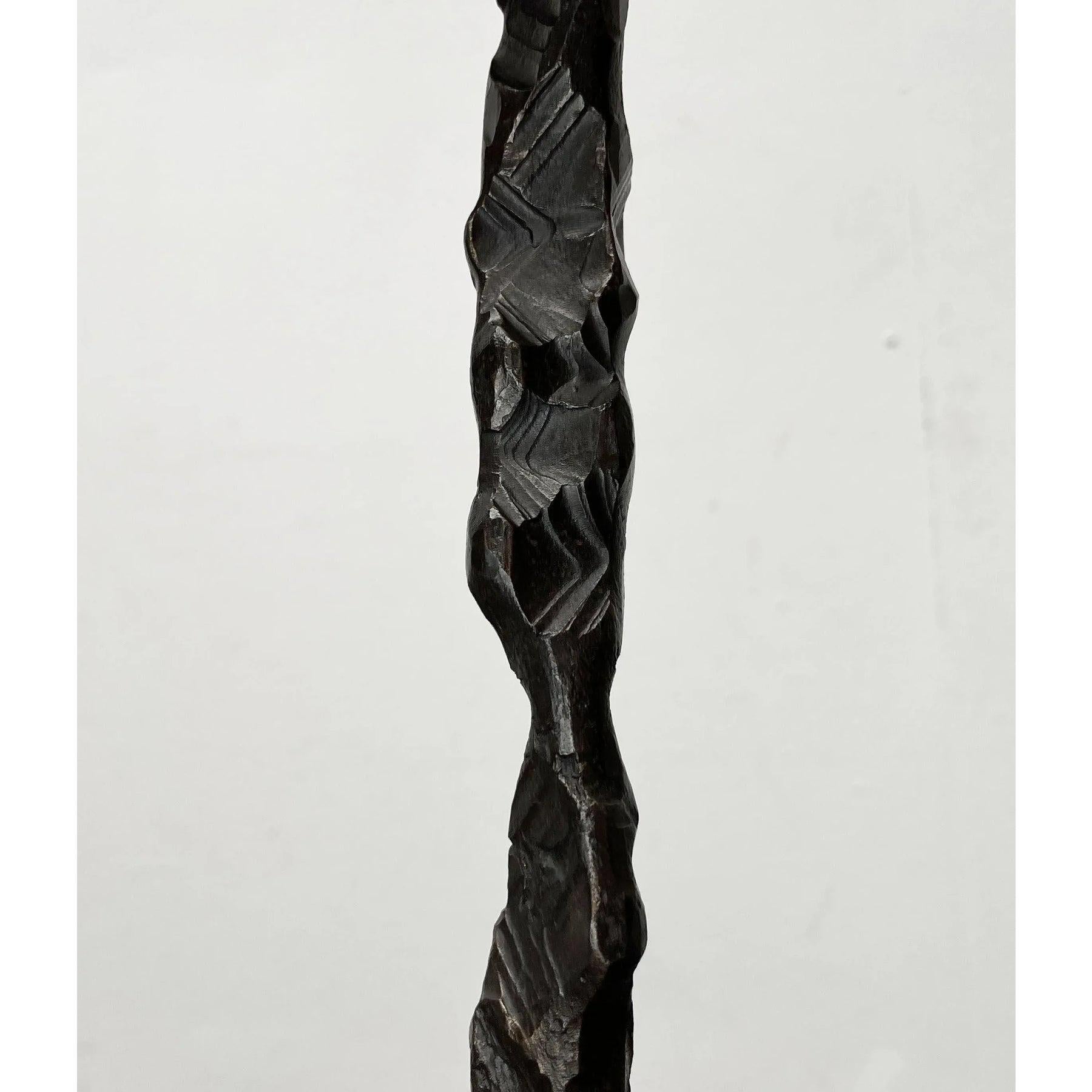 Metal Large Mid-Century Brutalist Floor Candleholder in Wrought Iron, 1960s For Sale