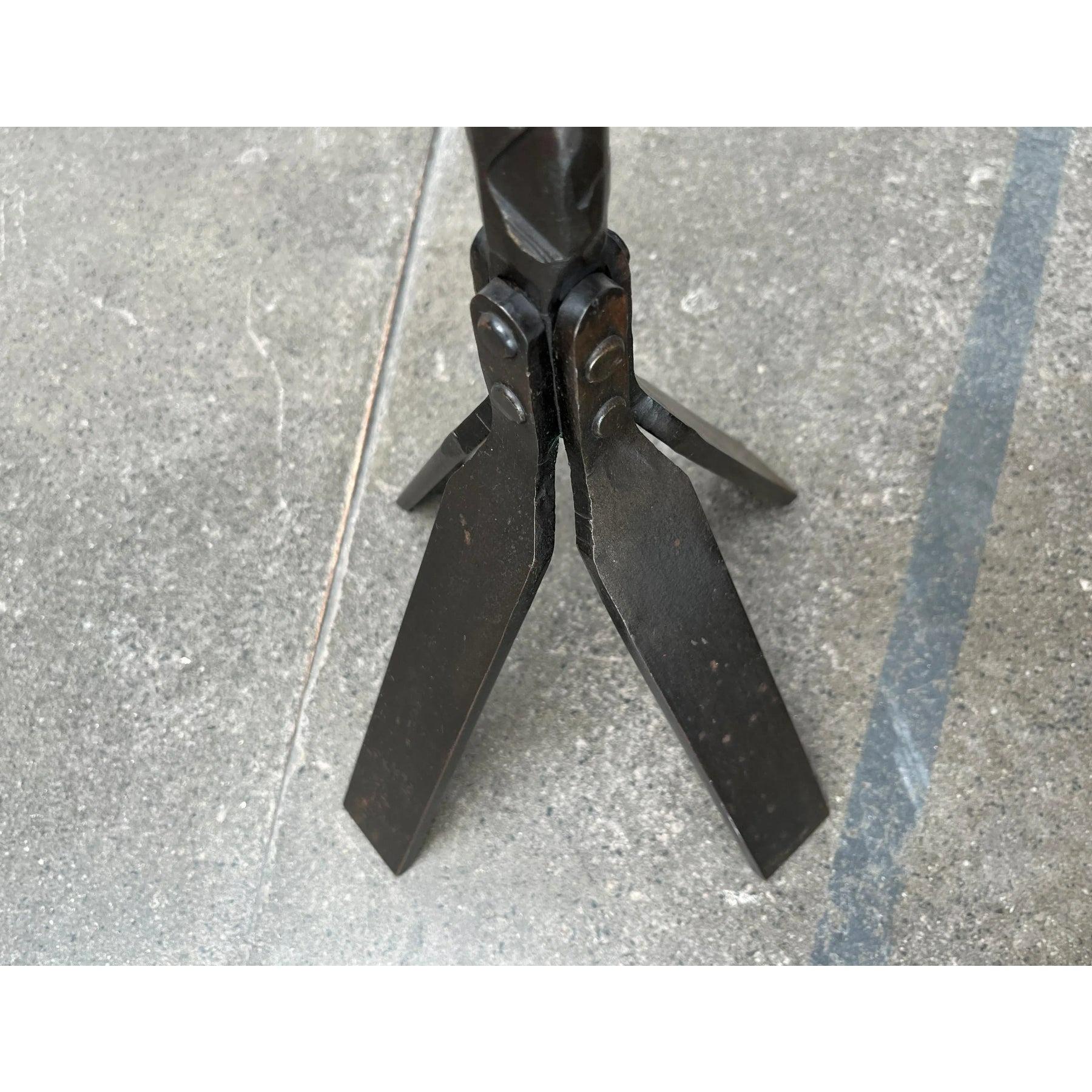 Large Mid-Century Brutalist Floor Candleholder in Wrought Iron, 1960s For Sale 1