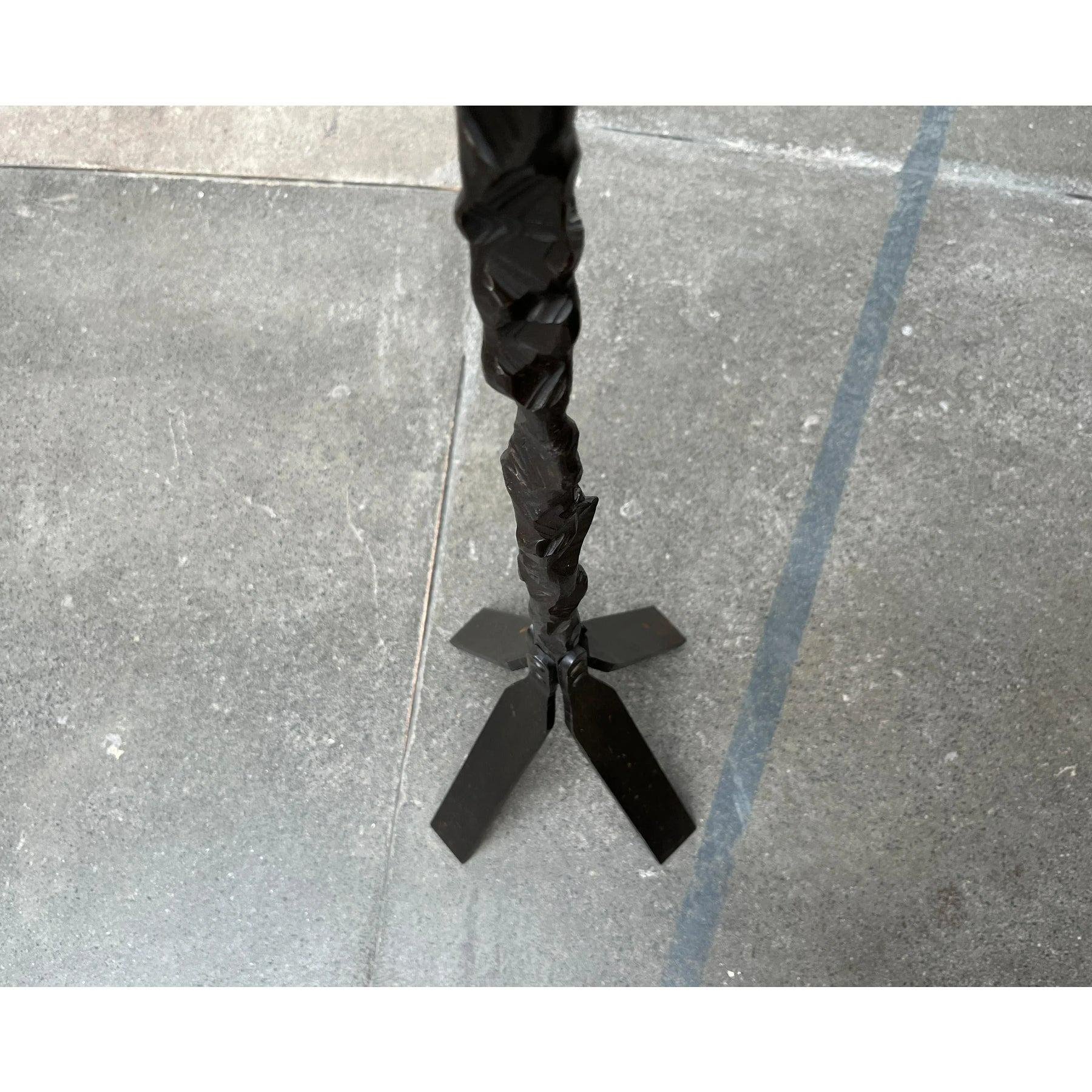 Large Mid-Century Brutalist Floor Candleholder in Wrought Iron, 1960s For Sale 2