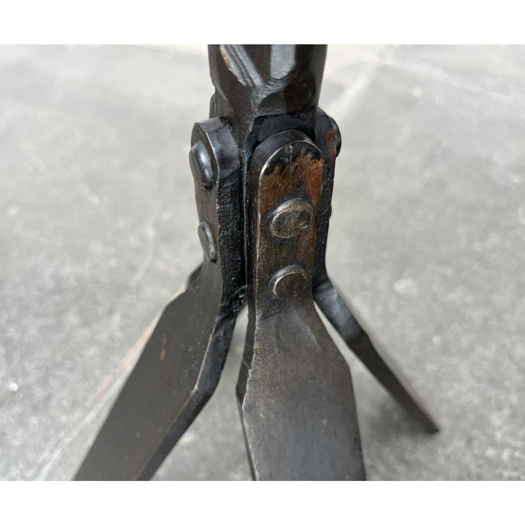 Large Mid-Century Brutalist Floor Candleholder in Wrought Iron, 1960s For Sale 4