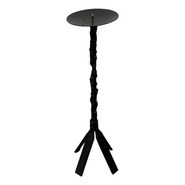 Large Mid-Century Brutalist Floor Candleholder in Wrought Iron, 1960s