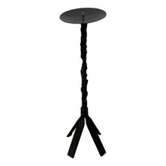 Large Mid-Century Brutalist Floor Candleholder in Wrought Iron, 1960s