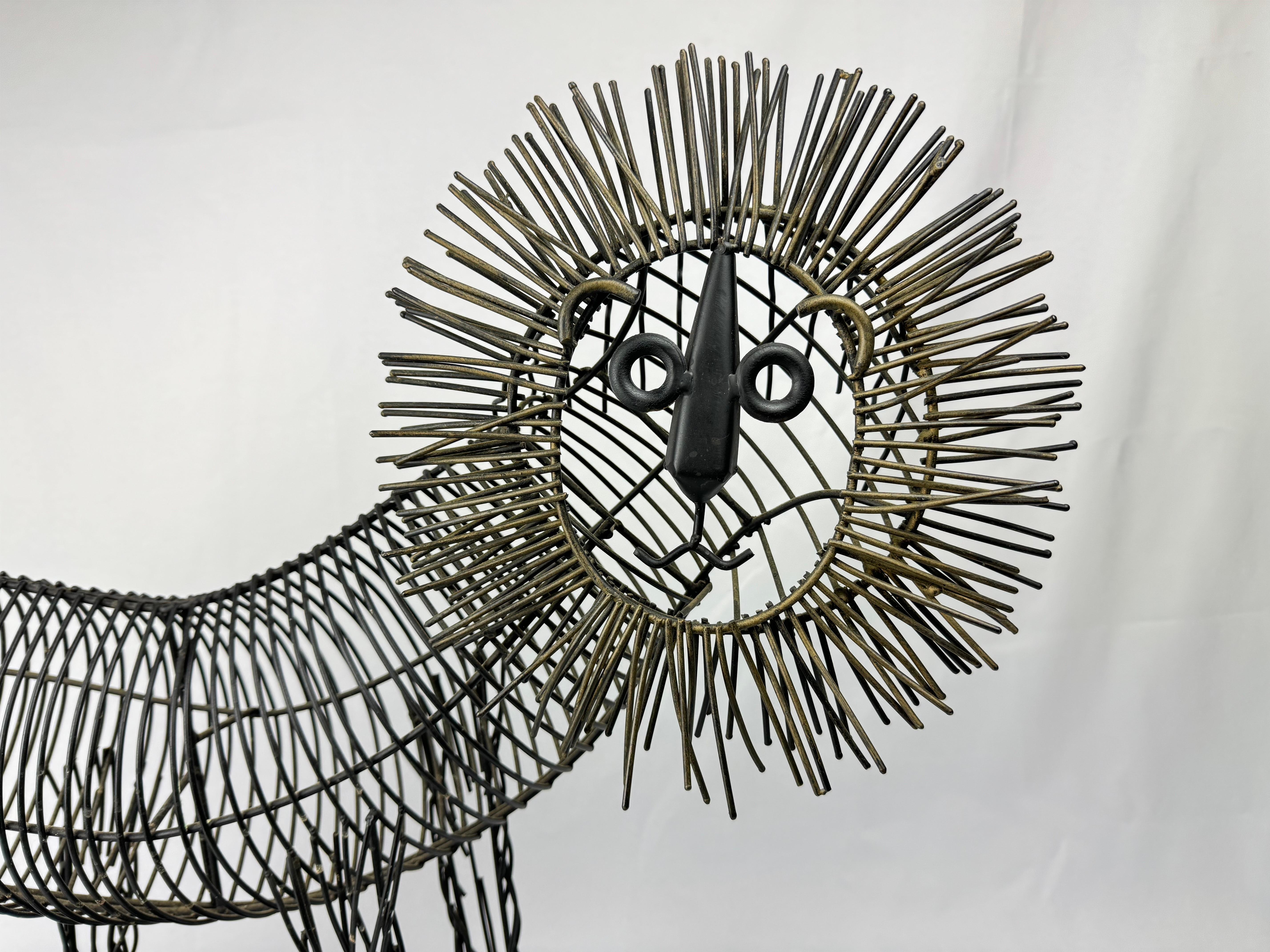 Metal Large Mid Century Brutalist Lion Sculpture For Sale