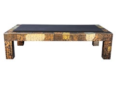 Large Mid-Century Brutalist Modern Paul Evans Rectangular Cocktail Table Brass