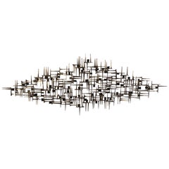 Large Midcentury Brutalist Nail Wall Sculpture Attributed to Weinstein