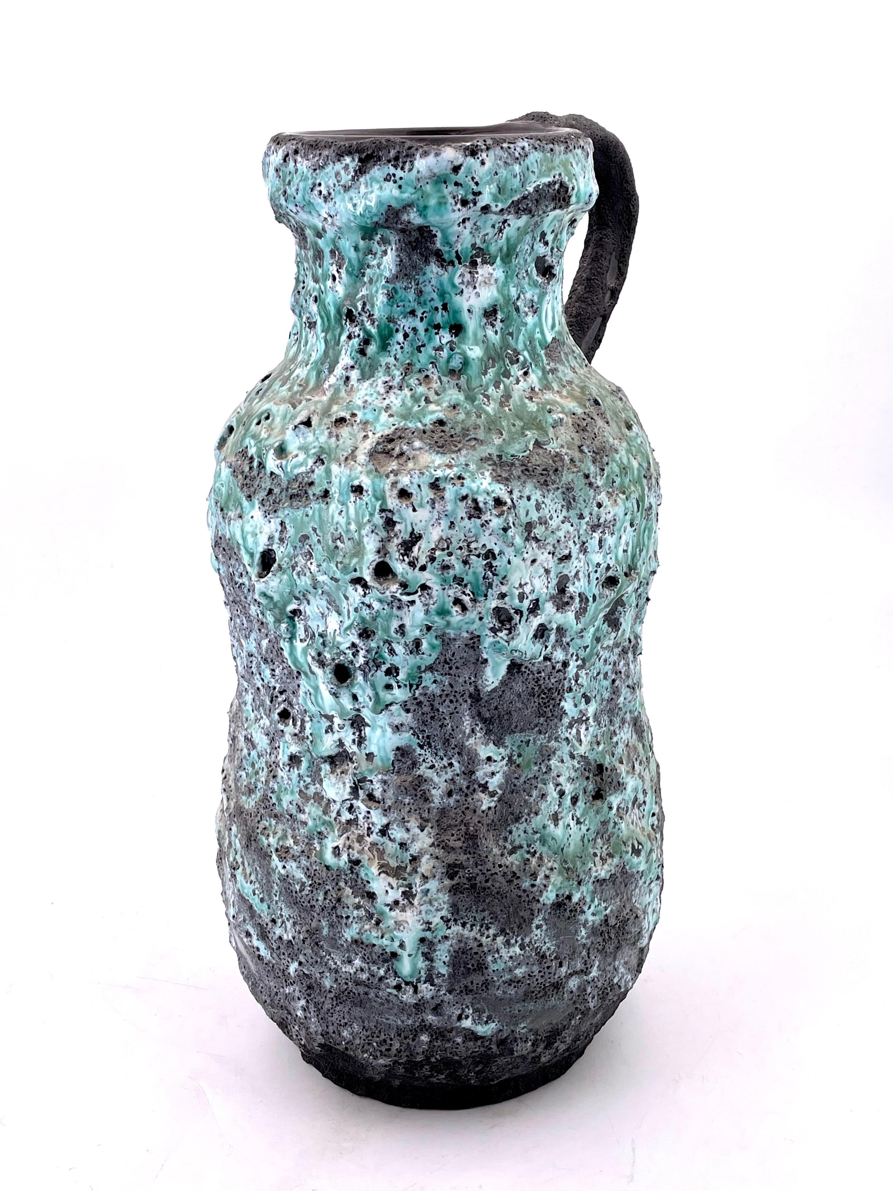American Large Midcentury Brutalist Pitcher in Lava Glaze