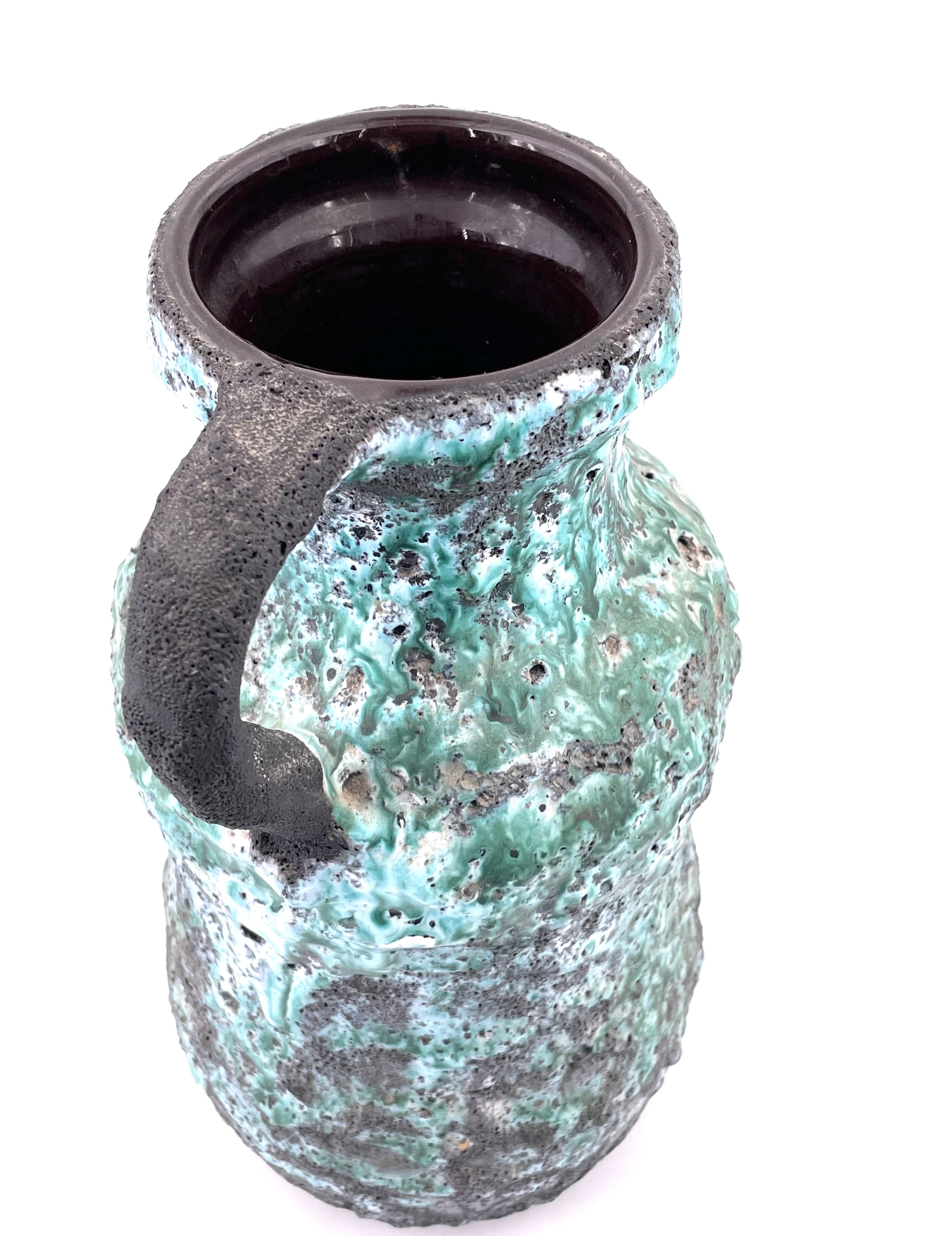 Pottery Large Midcentury Brutalist Pitcher in Lava Glaze