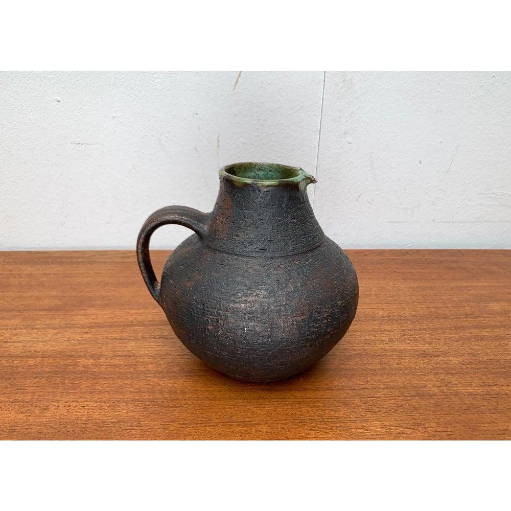 German Large Mid-Century Brutalist Studio Pottery Carafe Vase by Gerhard, 1960s For Sale