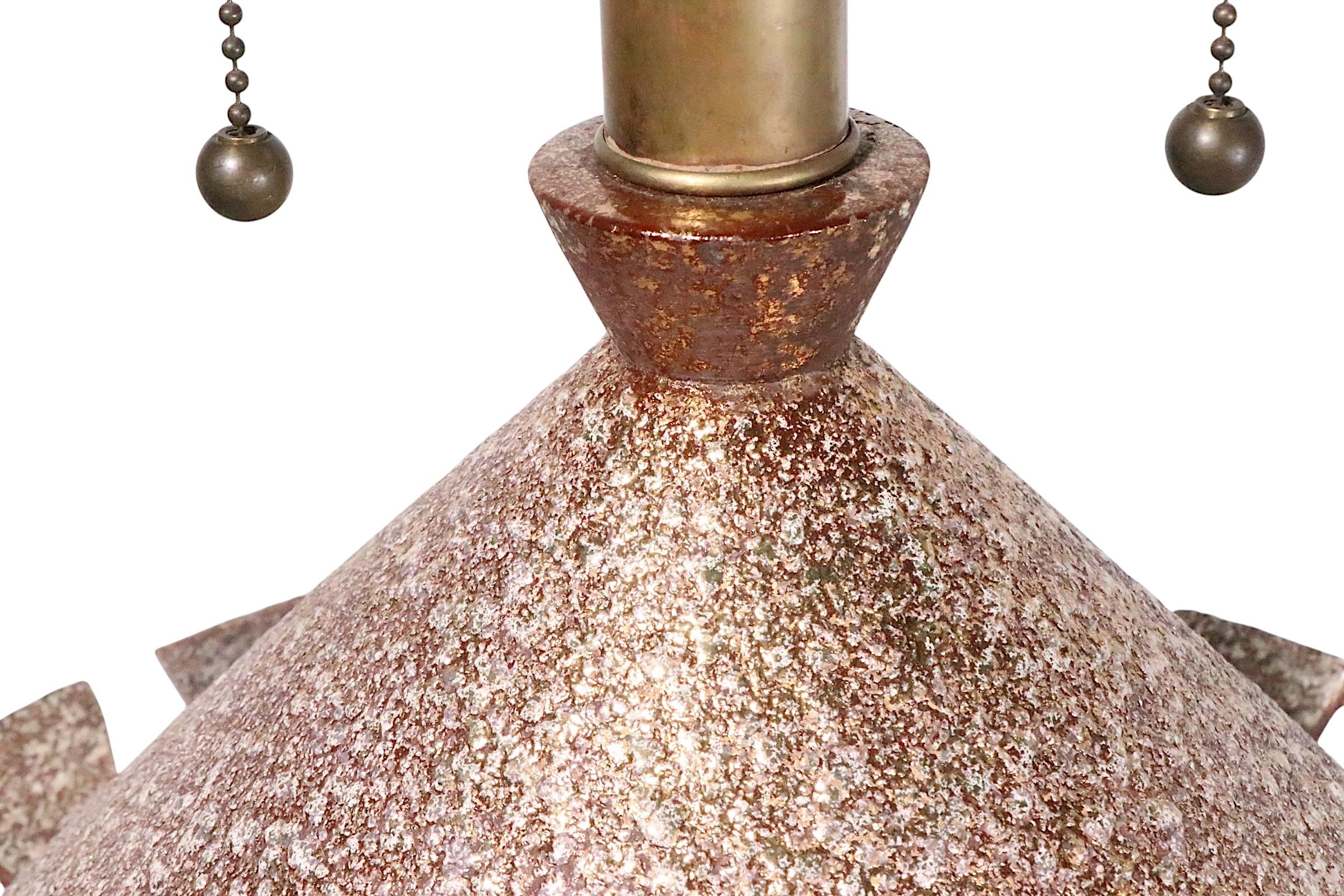 Large Mid Century Brutalist Style Textured Ceramic Table Lamp c 1950/60's en vente 6