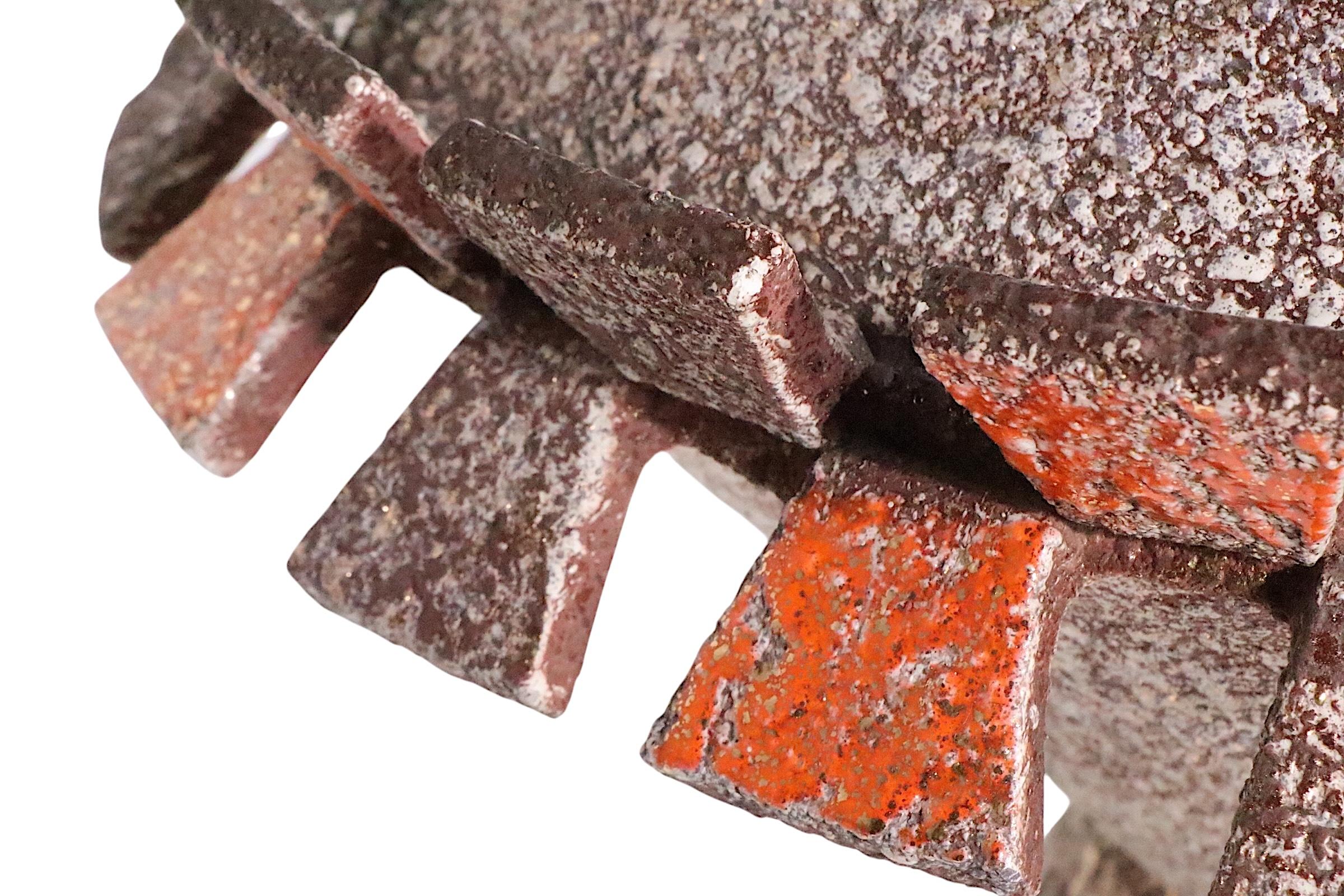 Large Mid Century Brutalist Style Textured Ceramic Table Lamp c 1950/60's en vente 12