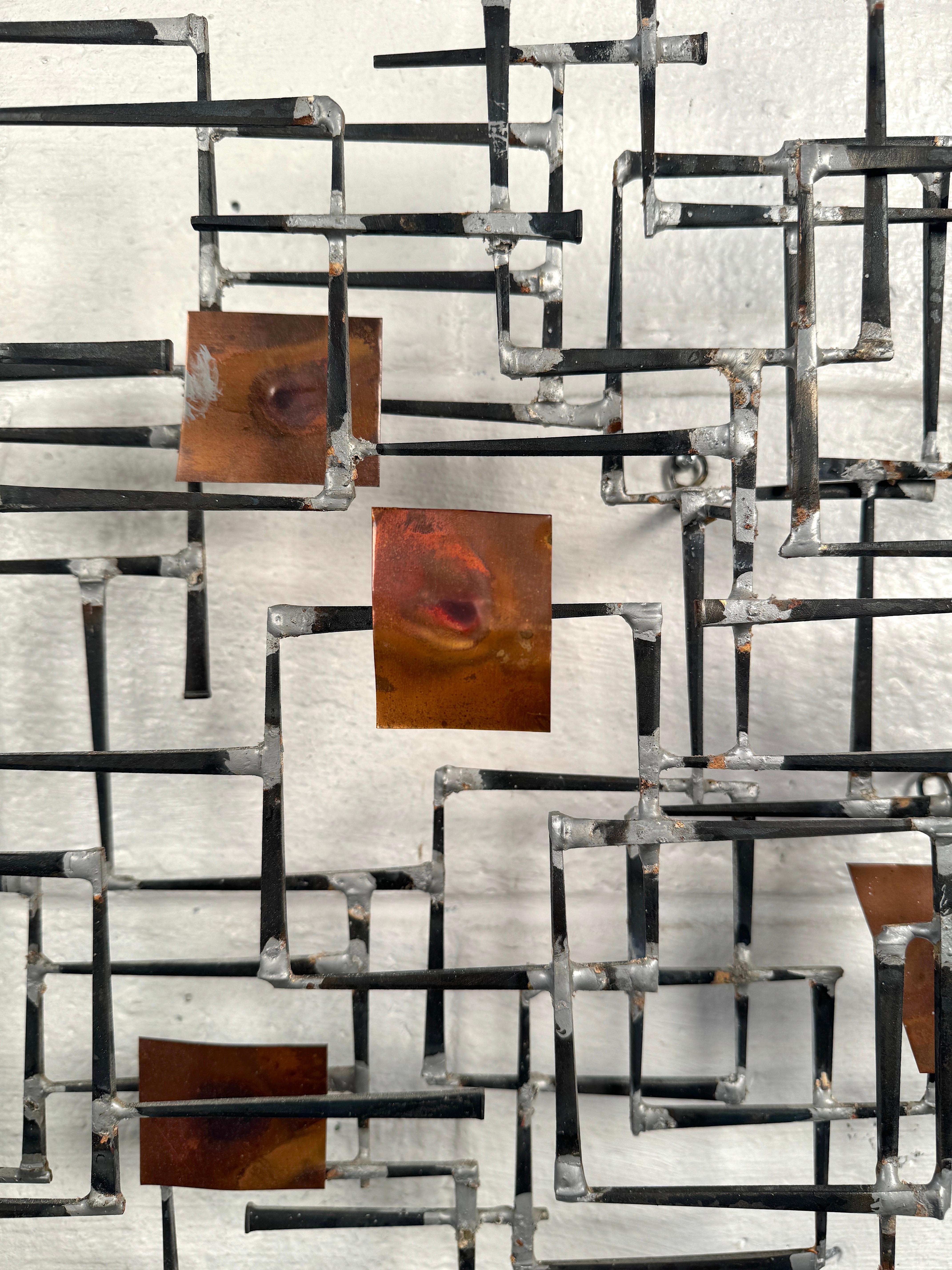 Large Mid-Century Brutalist Welded Nail Sculpture In Good Condition For Sale In Brooklyn, NY