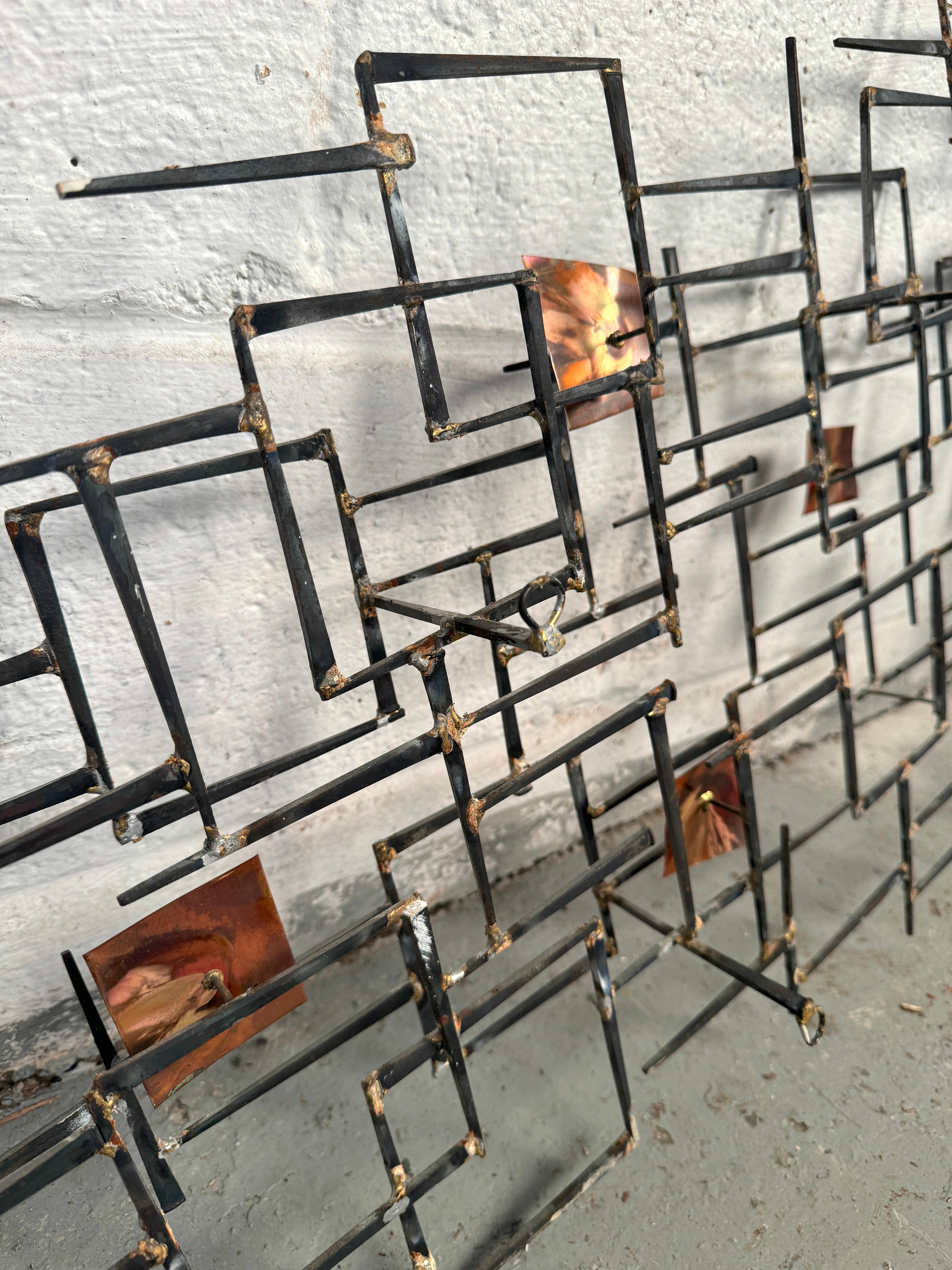 20th Century Large Mid-Century Brutalist Welded Nail Sculpture For Sale