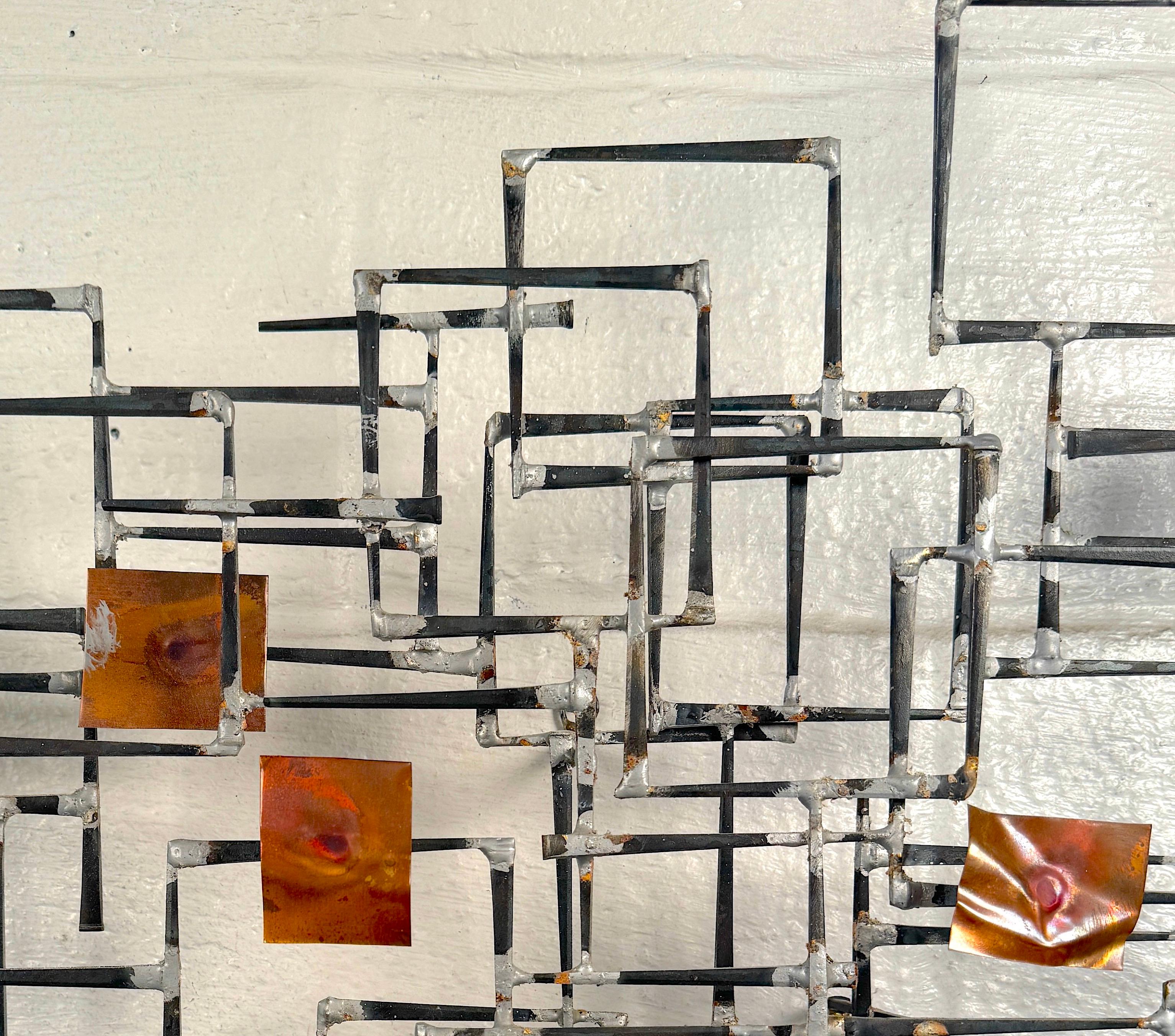 Large Mid-Century Brutalist Welded Nail Sculpture For Sale 2