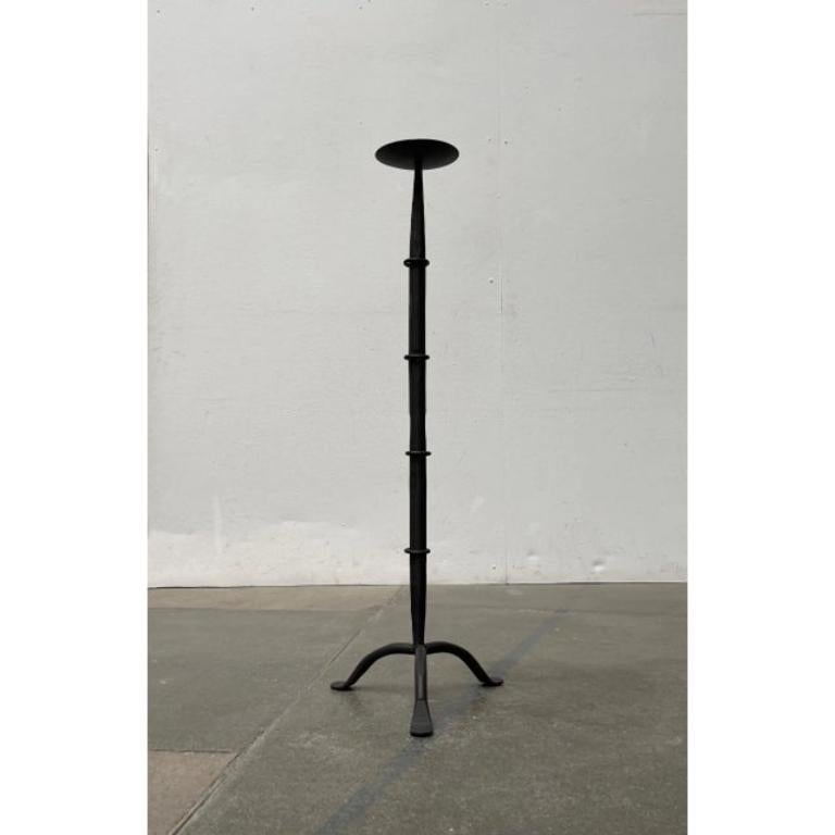 Large Mid-Century Brutalist Wrought Iron Tripod Floor Candleholder, 1960s For Sale 5