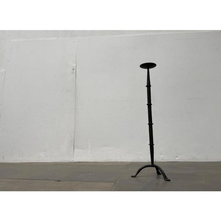 Large Mid-Century Brutalist Wrought Iron Tripod Floor Candleholder, 1960s For Sale 6