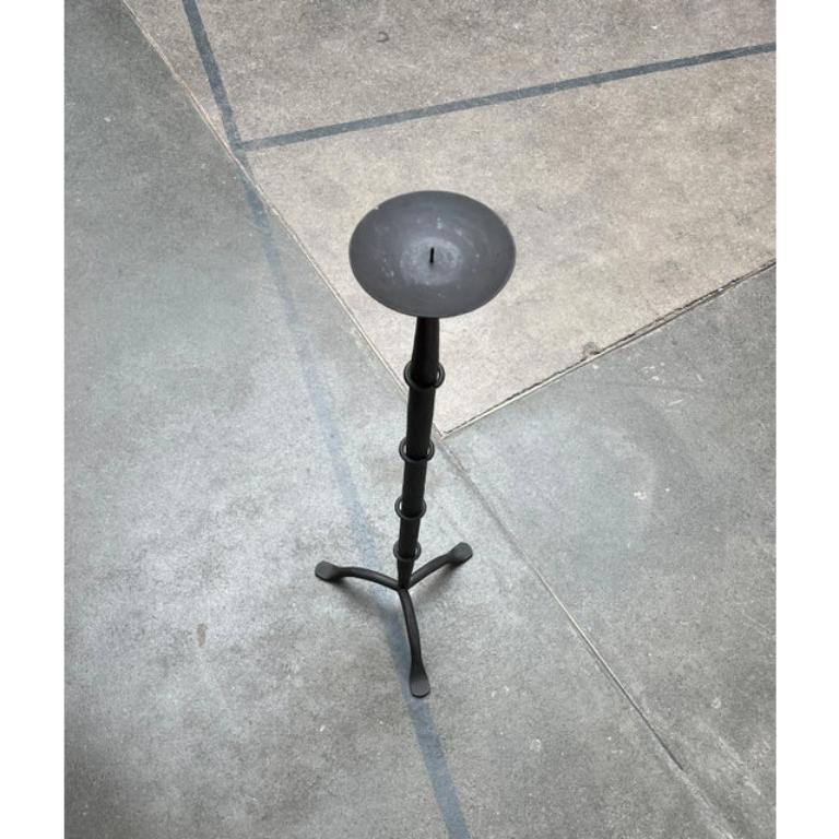Large Mid-Century Brutalist Wrought Iron Tripod Floor Candleholder, 1960s, in Very Good conditions. Designed 1960 to 1969.

Additional information:
Materials: Metal
Color: Black
Styles: Brutalist, Mid-Century Modern
Period: 1960s
Item Type: Vintage,