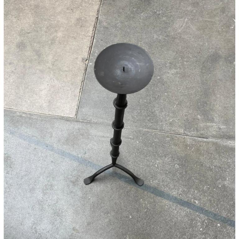 Large Mid-Century Brutalist Wrought Iron Tripod Floor Candleholder, 1960s In Excellent Condition For Sale In Hamburg, DE