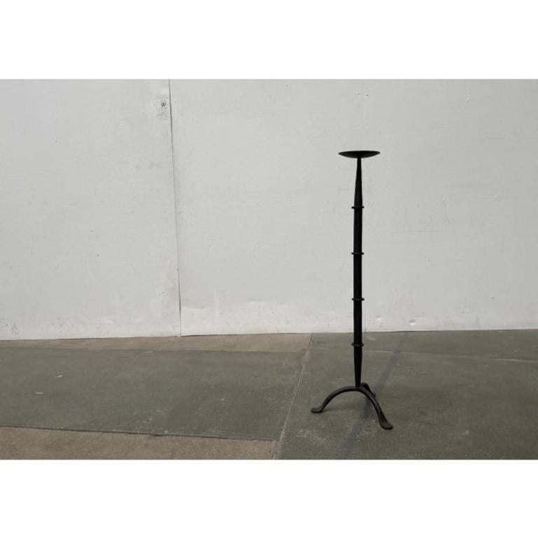 Large Mid-Century Brutalist Wrought Iron Tripod Floor Candleholder, 1960s For Sale 1