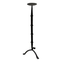 Large Mid-Century Brutalist Wrought Iron Tripod Floor Candleholder, 1960s