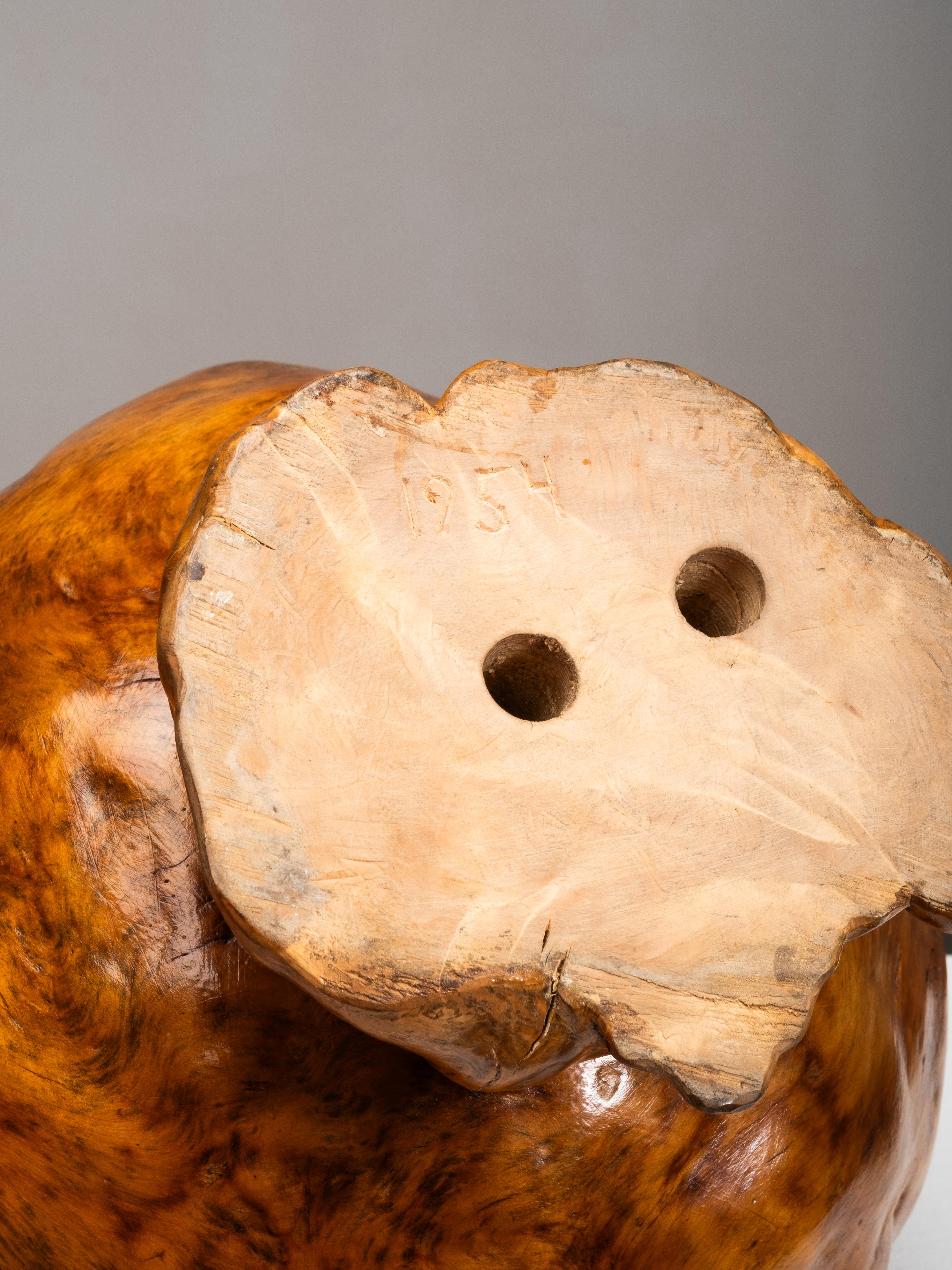 Grande ciotola in legno di radica della metà del secolo, Finlandia, 1954 in vendita 6