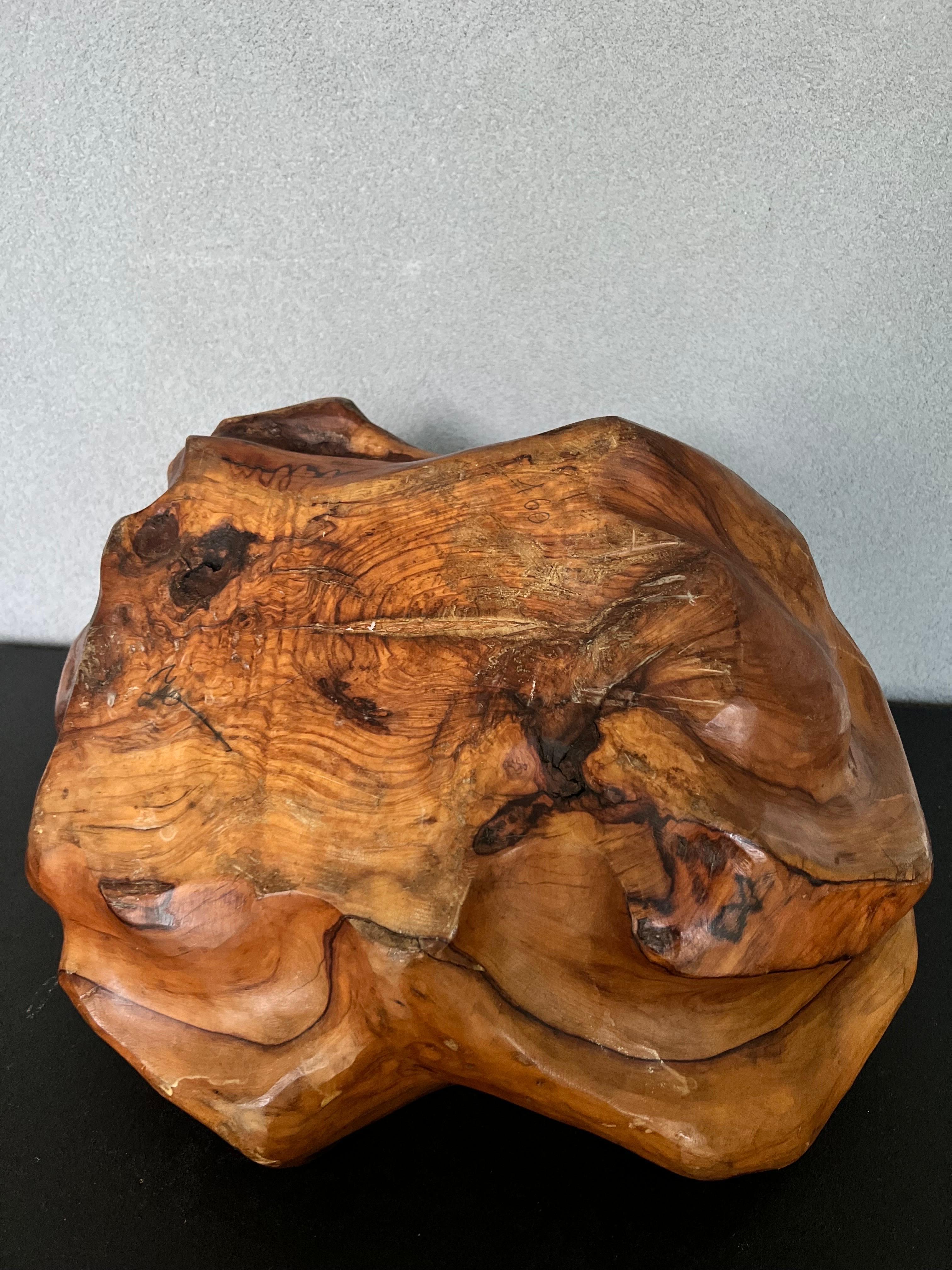 Large Mid-Century Burl Wood Free Form Bowl/Centerpiece  For Sale 4