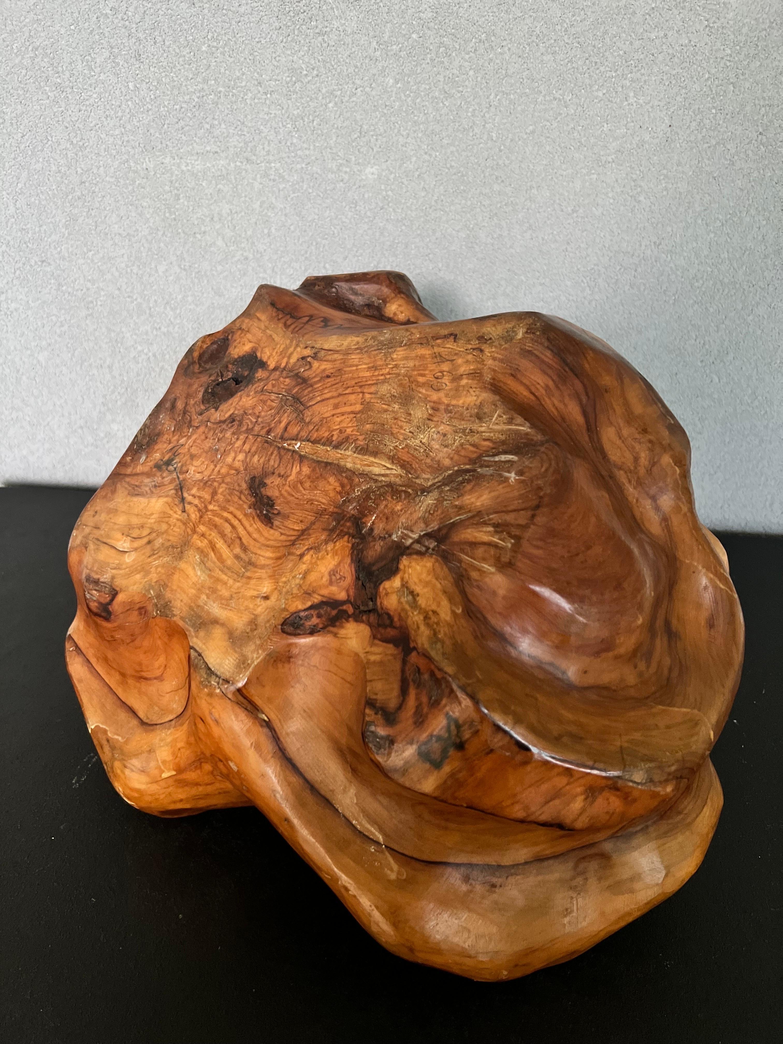 Large Mid-Century Burl Wood Free Form Bowl/Centerpiece  For Sale 5
