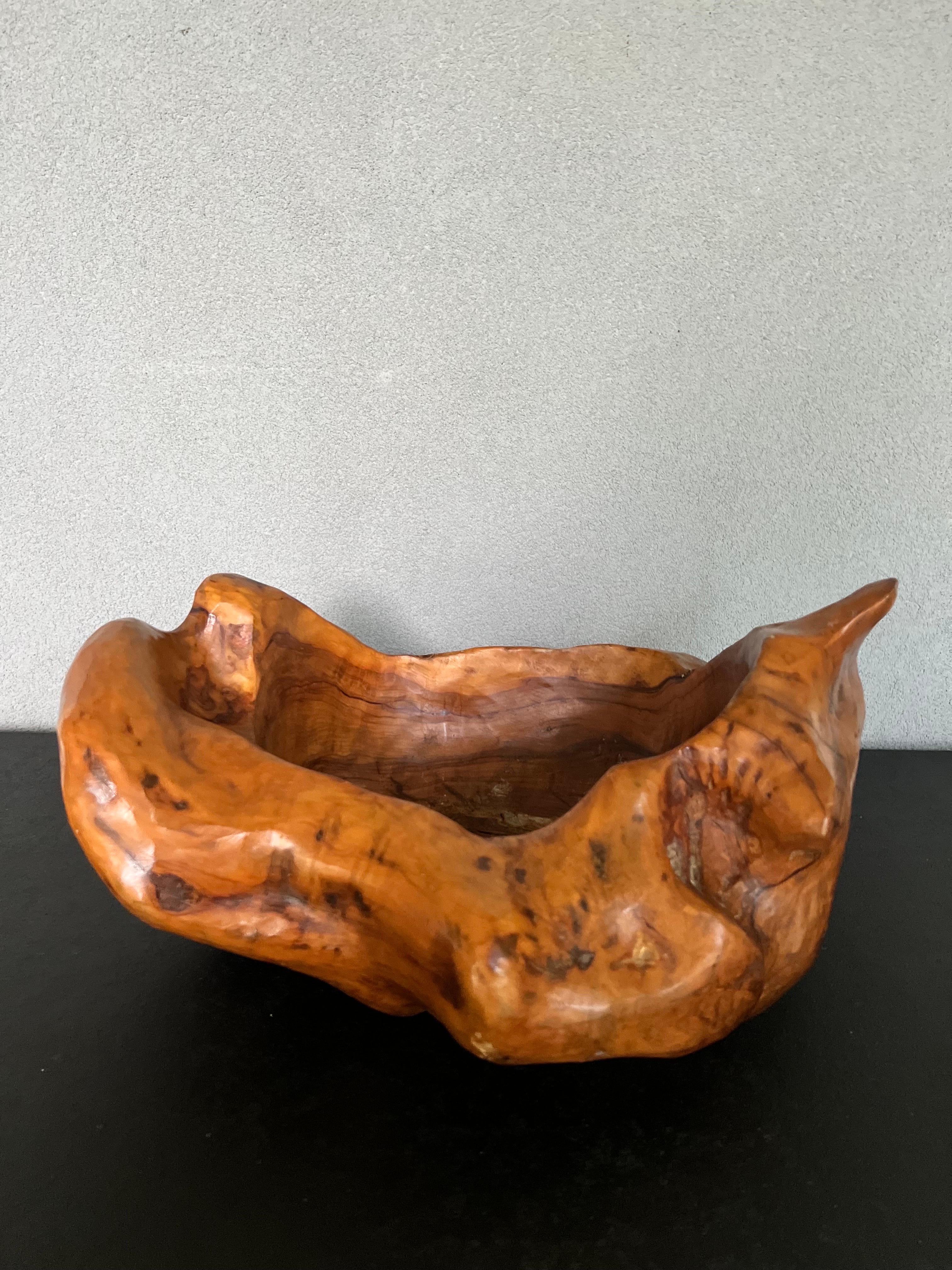 Mid-Century Modern Large Mid-Century Burl Wood Free Form Bowl/Centerpiece  For Sale