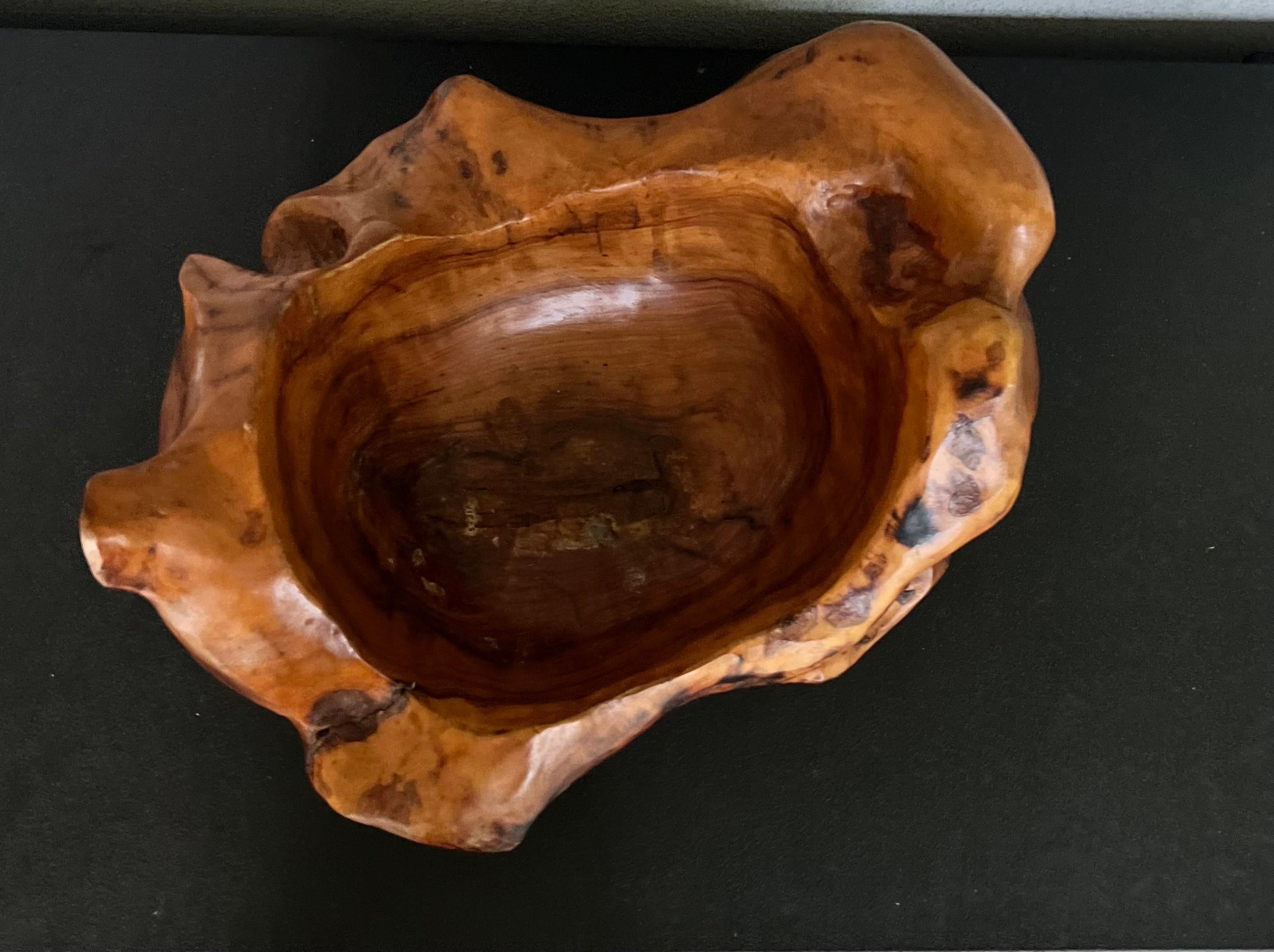 20th Century Large Mid-Century Burl Wood Free Form Bowl/Centerpiece  For Sale