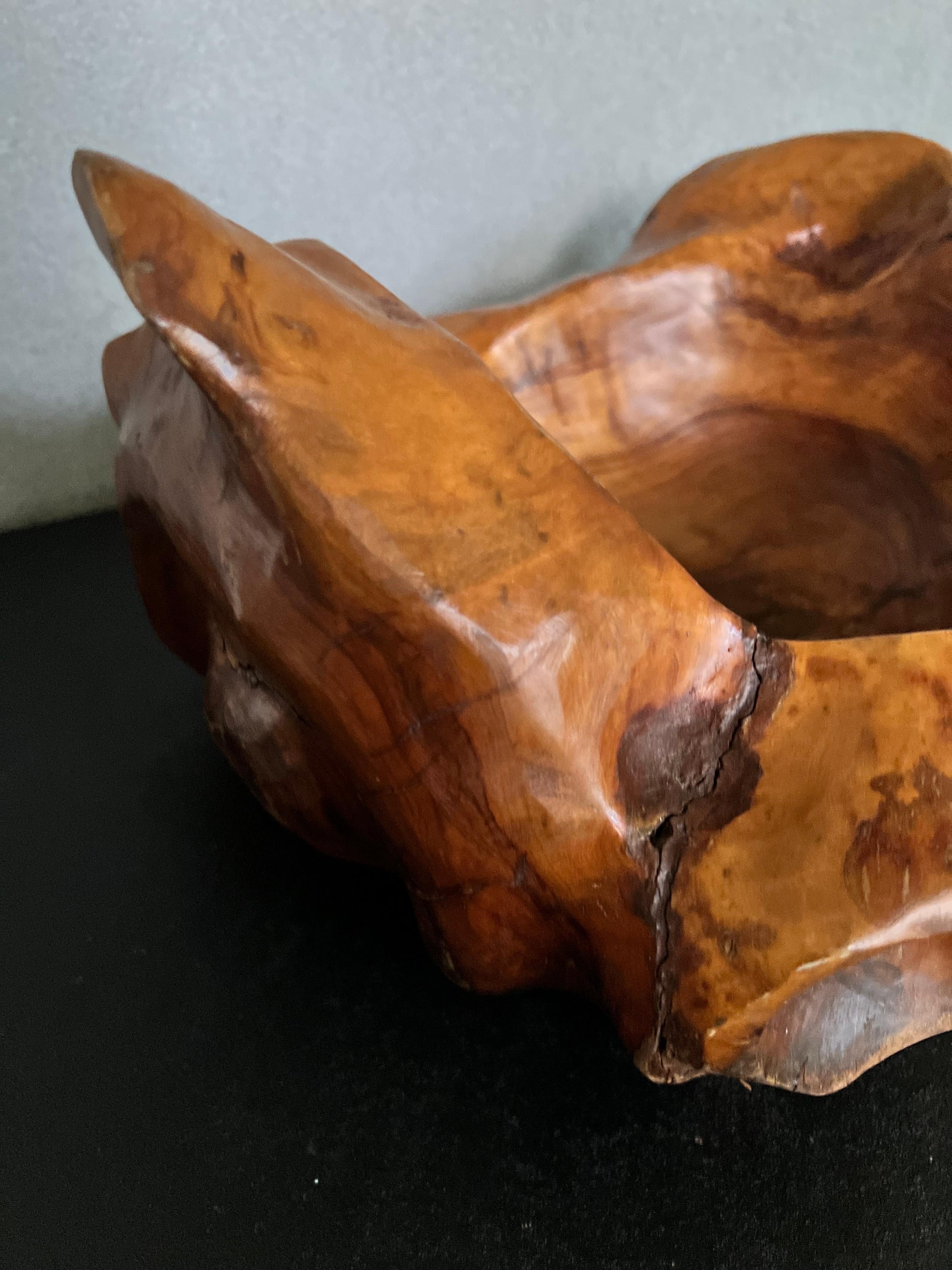 Large Mid-Century Burl Wood Free Form Bowl/Centerpiece  For Sale 1