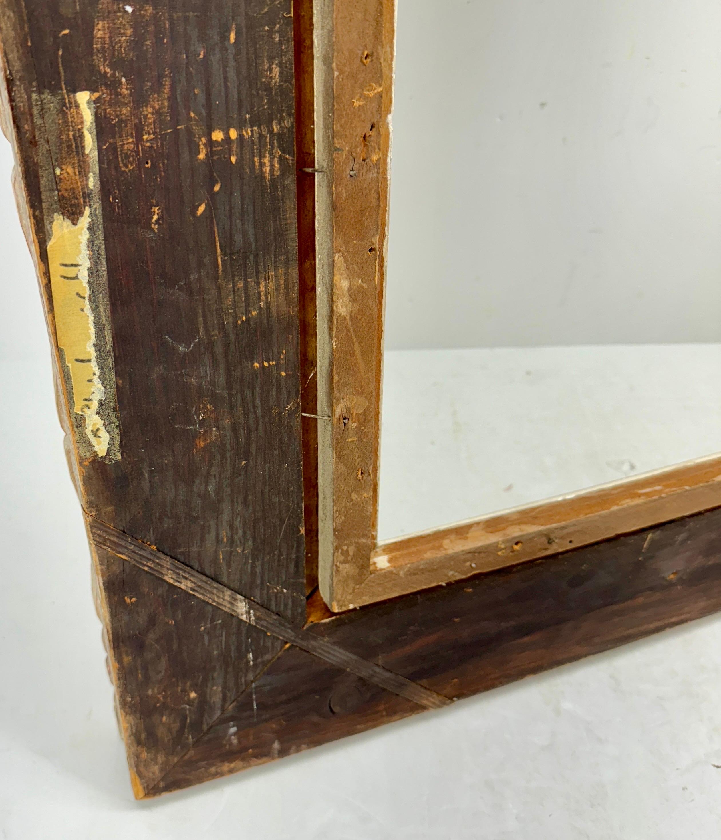Large Mid-Century Carved Painted Wood Picture Frame  For Sale 9