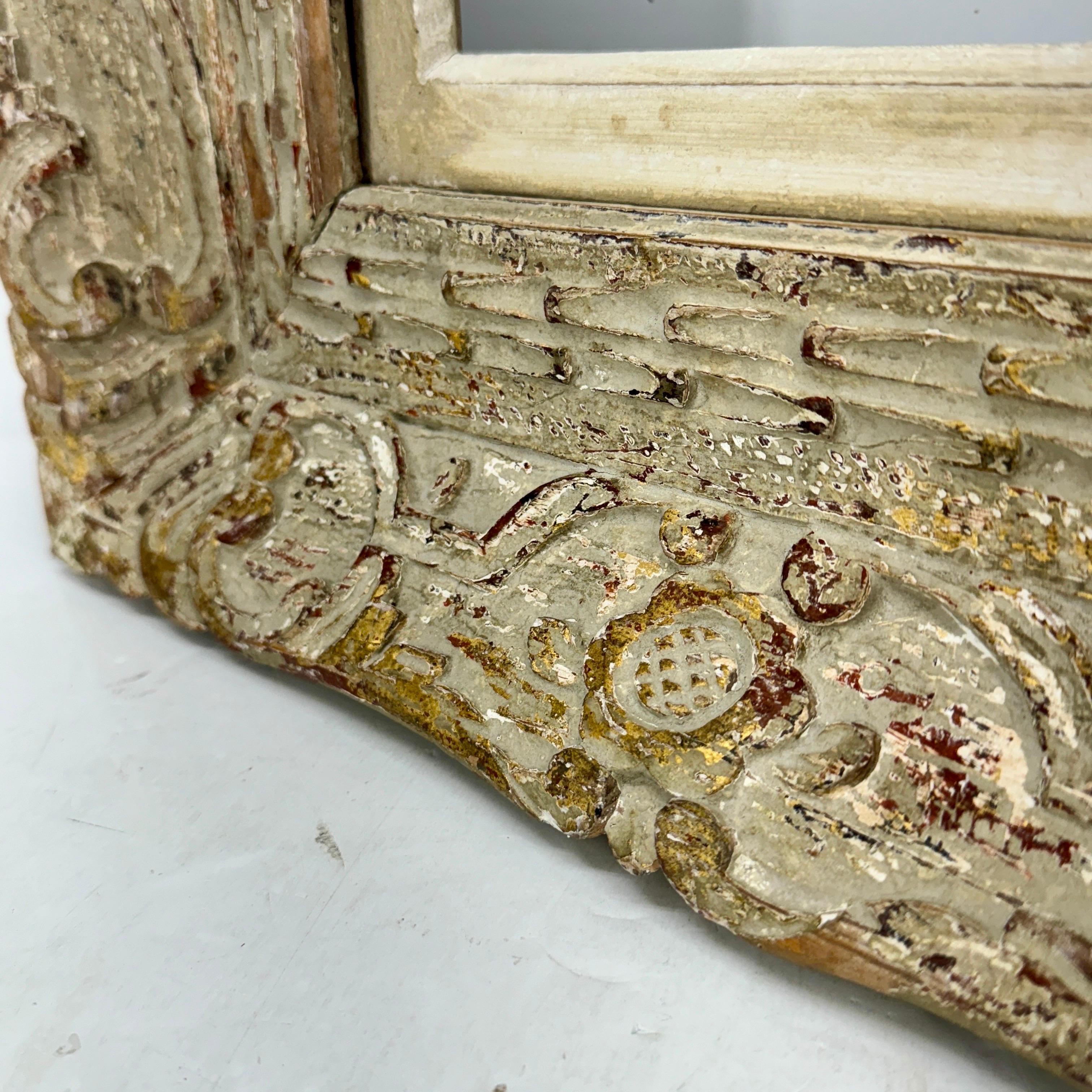 Large Mid-Century Carved Painted Wood Picture Frame  For Sale 10
