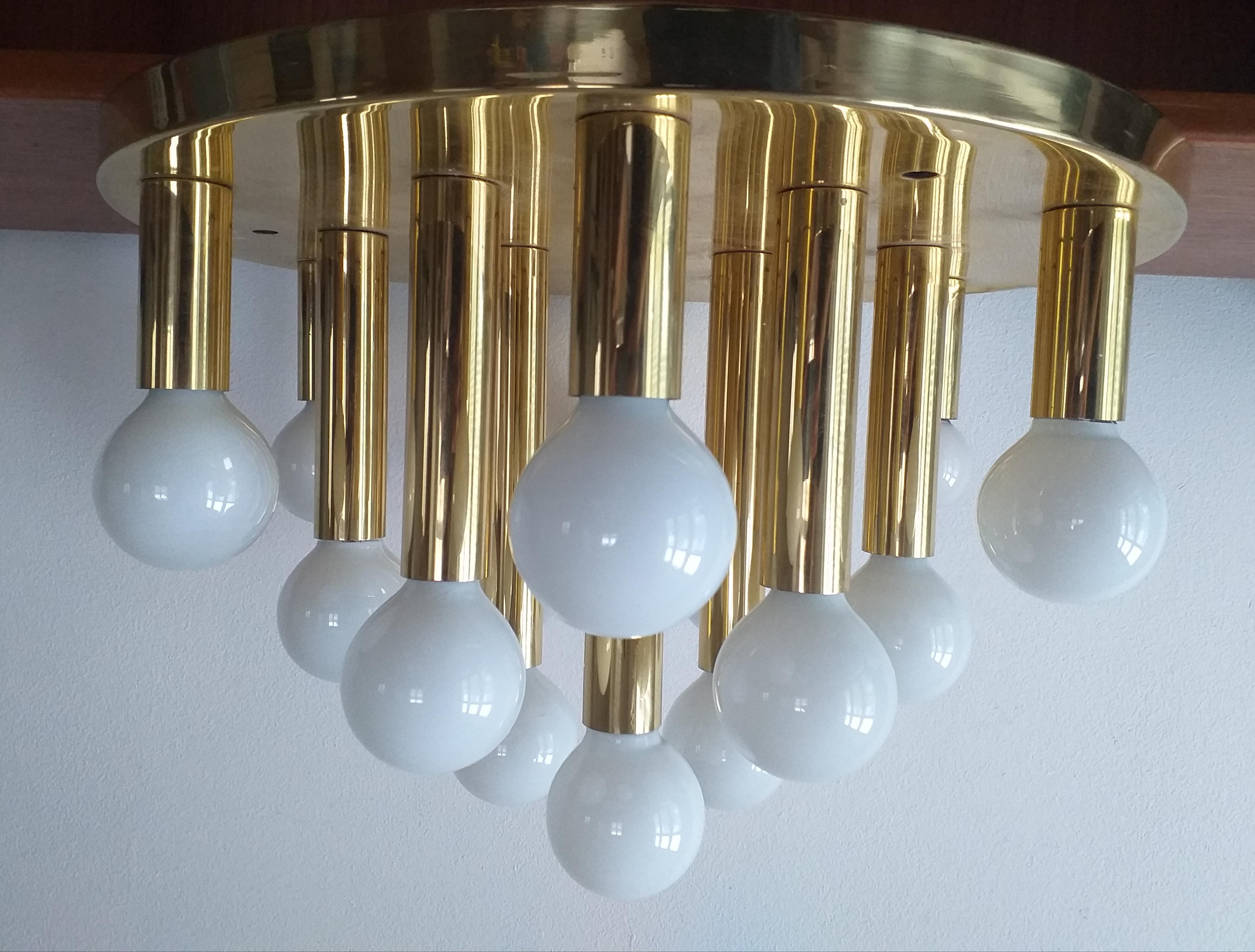 Large Mid Century Ceiling or Wall Lamp Sputnik, Flush Mount, 1970s For Sale 3