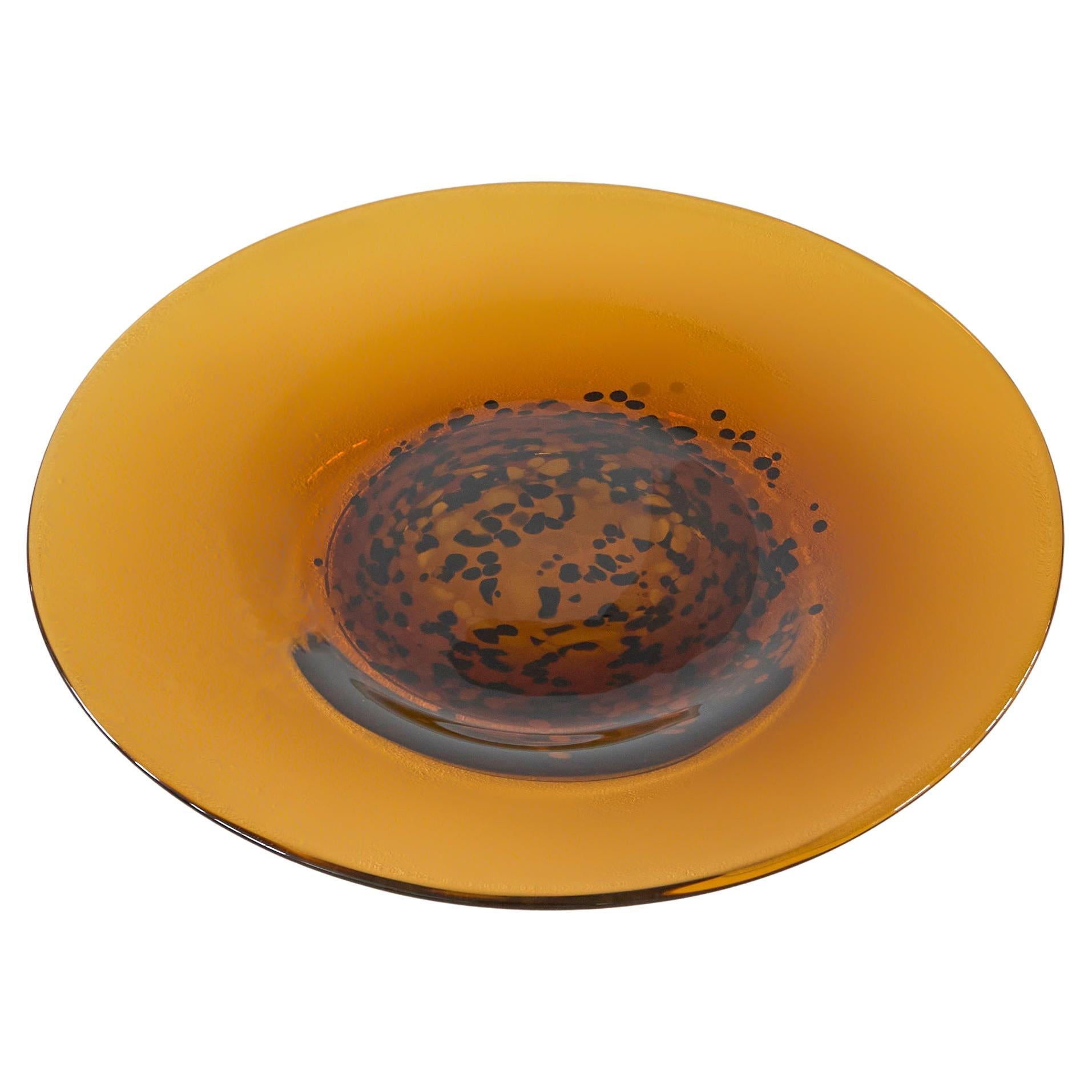 Grand centre de table en verre d'art du milieu du siècle 1970