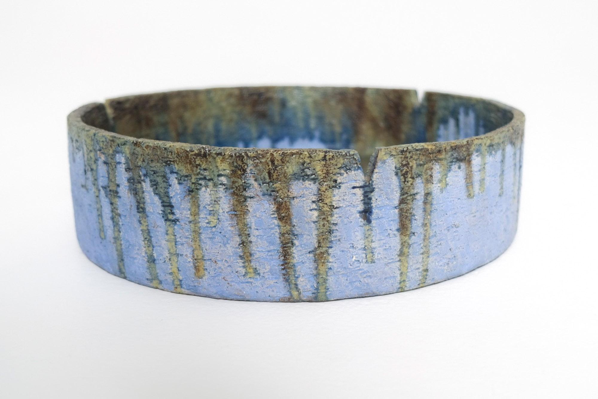 Large Mid-Century Ceramic Bowl with Blue Drip Glaze by Marcello Fantoni, Italy For Sale 4