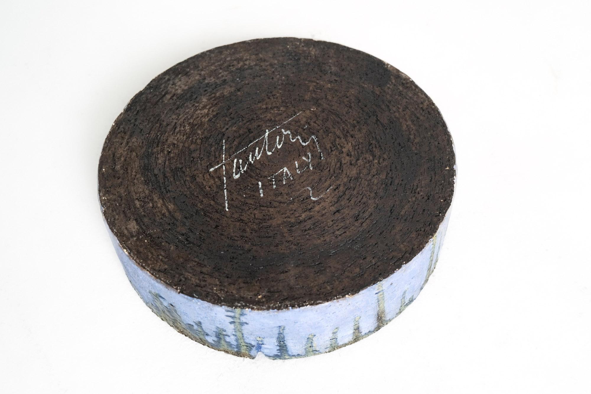 Large Mid-Century Ceramic Bowl with Blue Drip Glaze by Marcello Fantoni, Italy In Good Condition For Sale In Los Angeles, CA