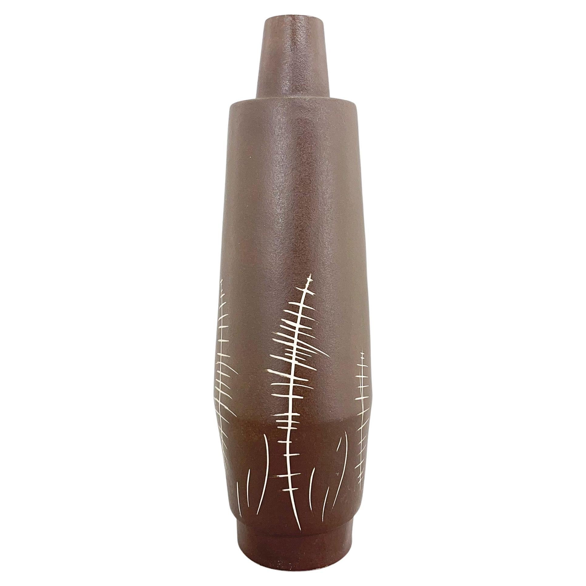 Large Mid-Century Ceramic Floor Vase by Jihokera Bechyne, Marked For Sale