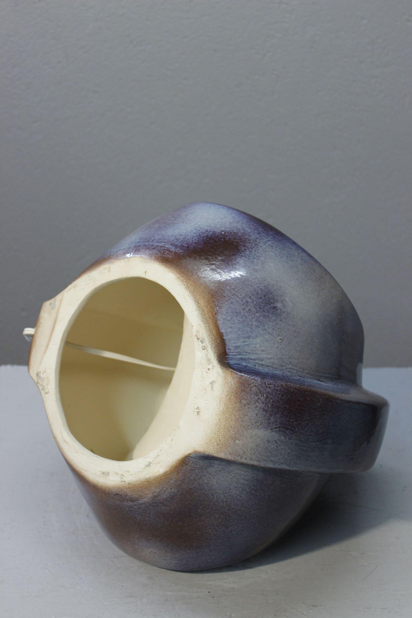 Large Mid Century Ceramic Lamp by Fred & Andrée Stocker, France 1977 For Sale 4