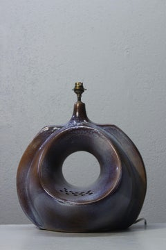Große Keramiklampe aus der Jahrhundertmitte von Fred & Andrée Stocker, Frankreich 1977