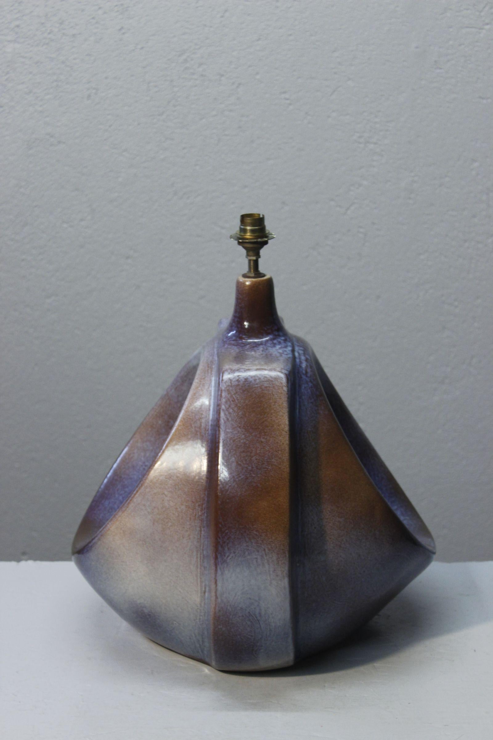 Mid-Century Modern Large Mid Century Ceramic Lamp by Fred & Andrée Stocker, France 1977 For Sale