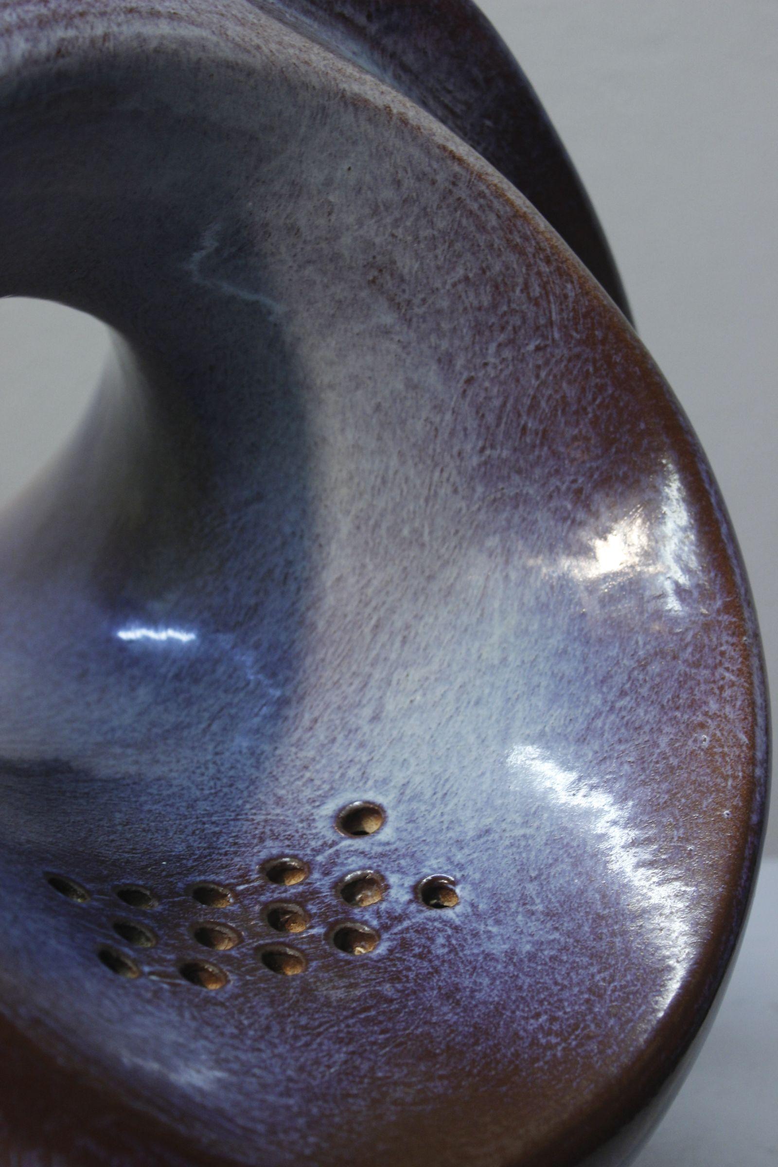 Late 20th Century Large Mid Century Ceramic Lamp by Fred & Andrée Stocker, France 1977 For Sale