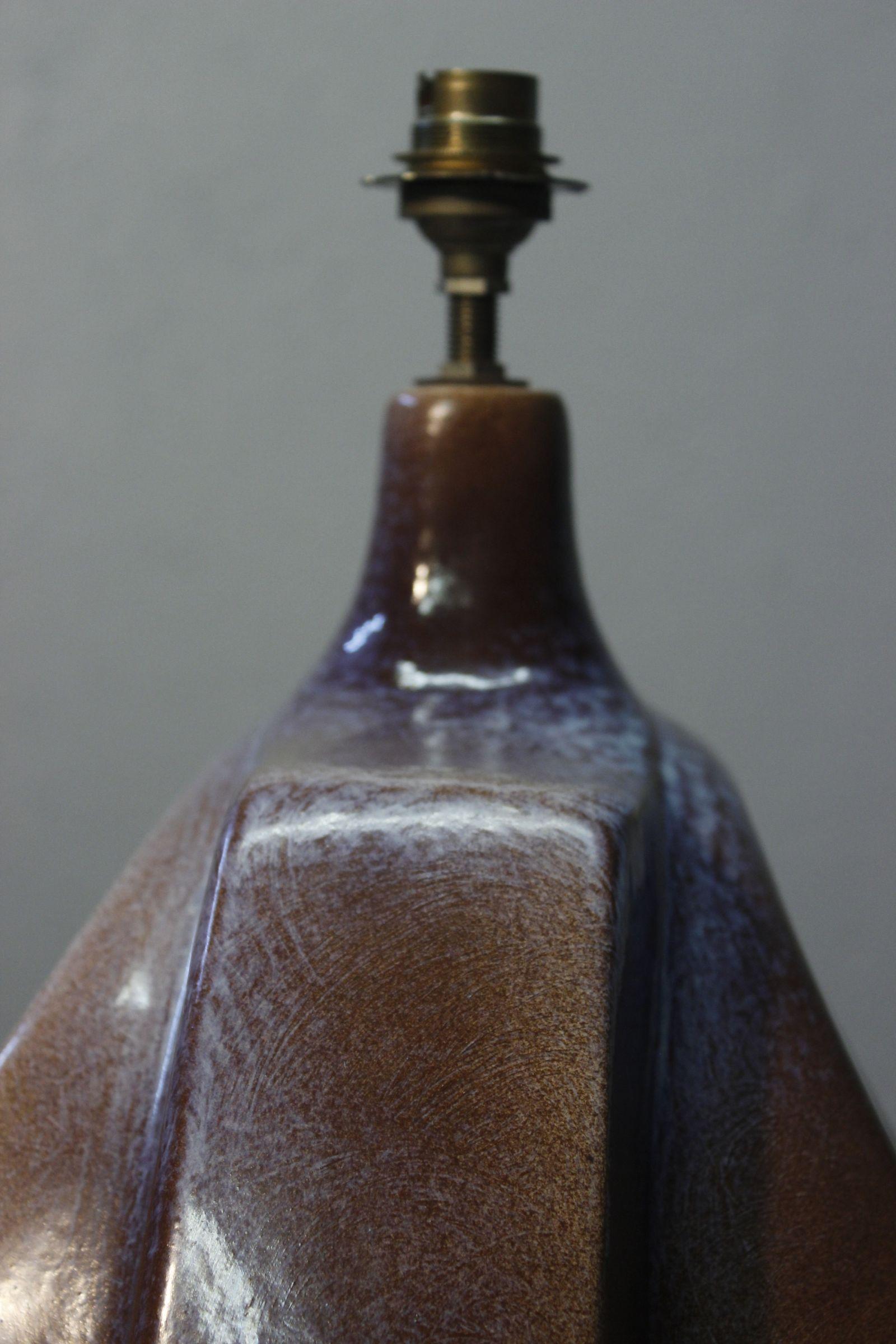 Earthenware Large Mid Century Ceramic Lamp by Fred & Andrée Stocker, France 1977 For Sale