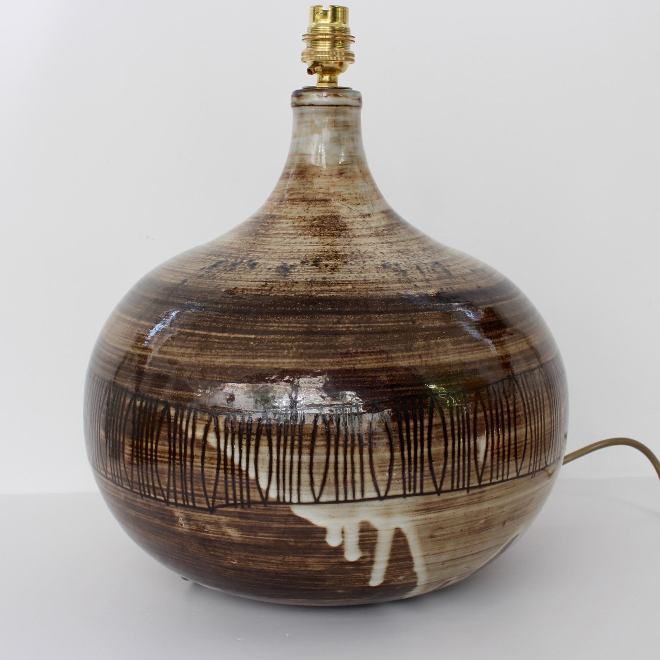 Glazed Large Midcentury Ceramic Lamp by Jacques Pouchain / Atelier Dieulefit