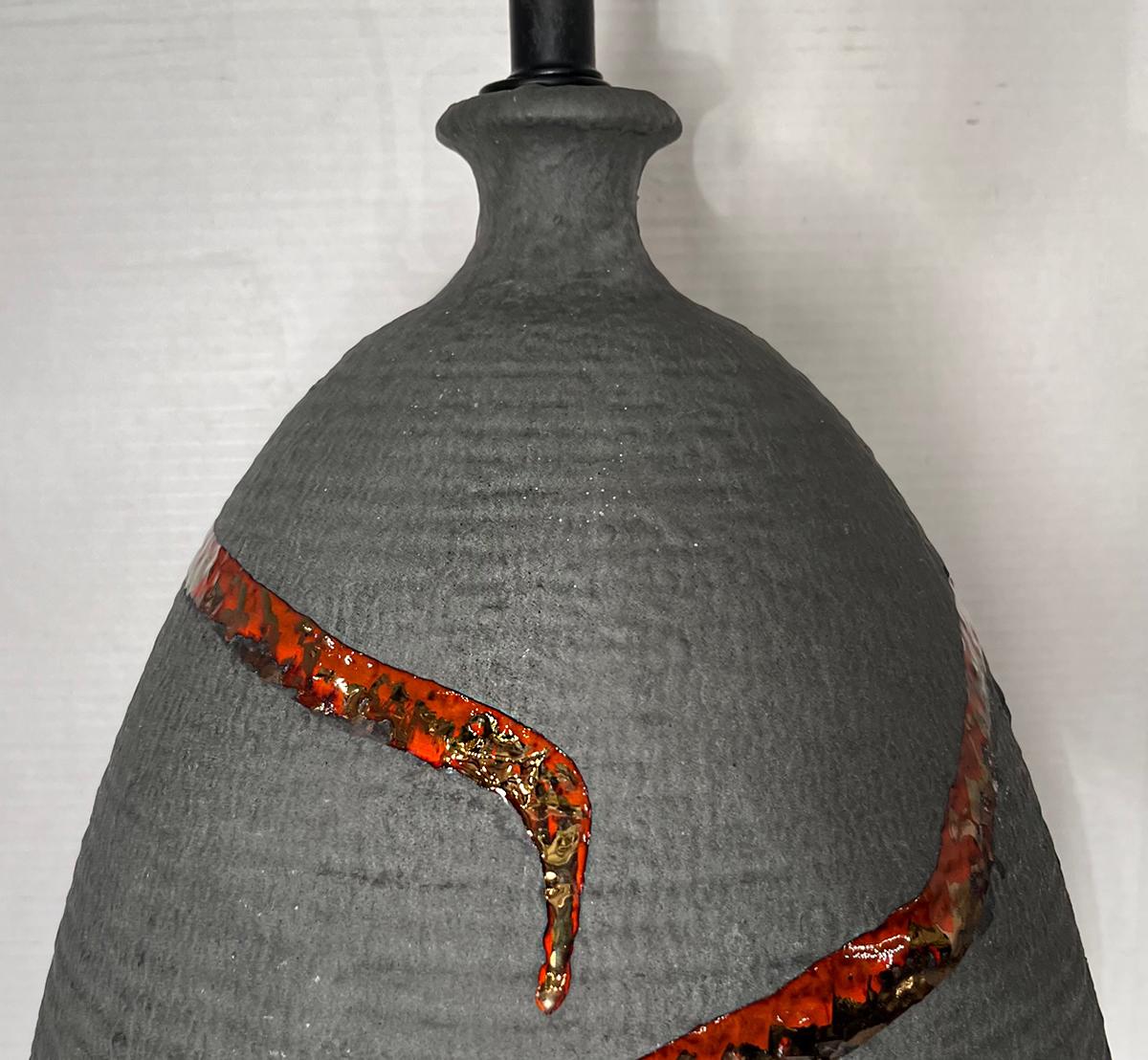 Glazed Large Midcentury Ceramic Lamp For Sale