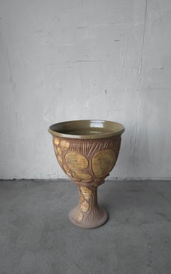 LARGE Mid Century Ceramic Studio Pottery Goblet Planter