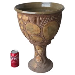 LARGE Mid Century Ceramic Studio Pottery Goblet Planter
