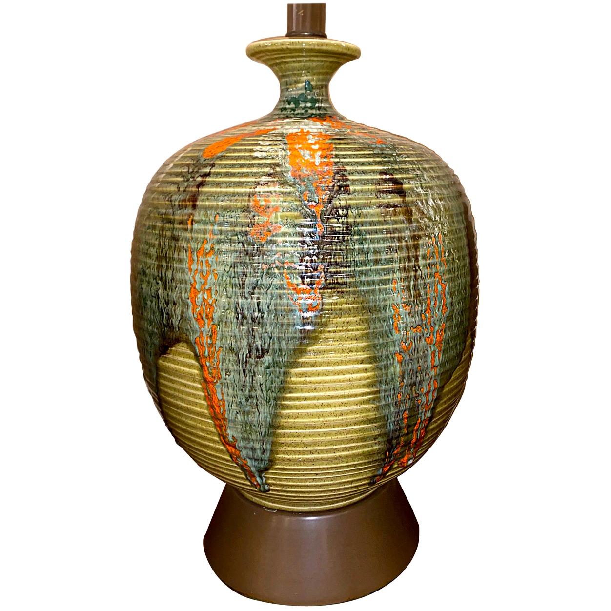 Große Keramik-Tischlampe aus der Mitte des Jahrhunderts