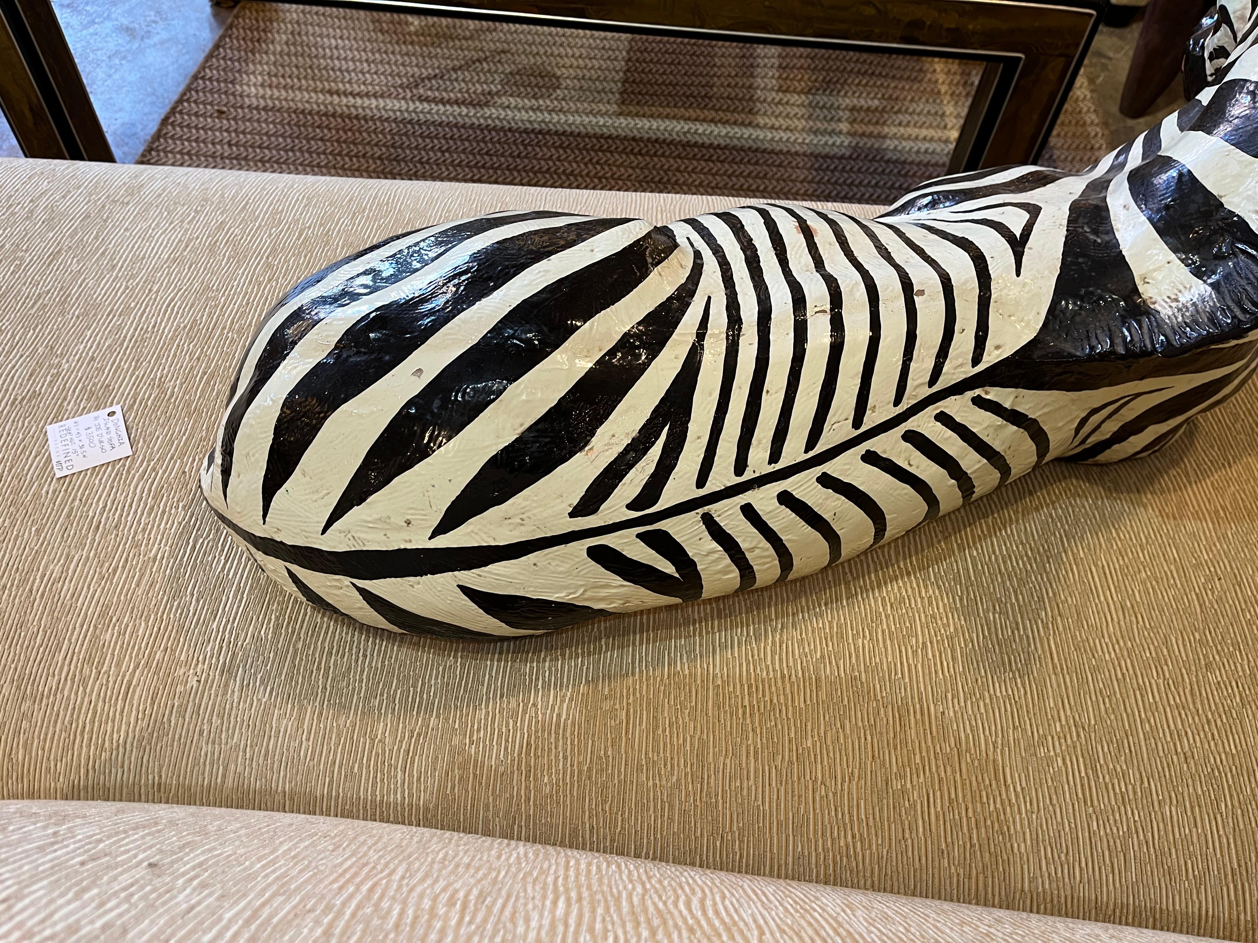 Large Mid Century Ceramic Zebra sculpture 1