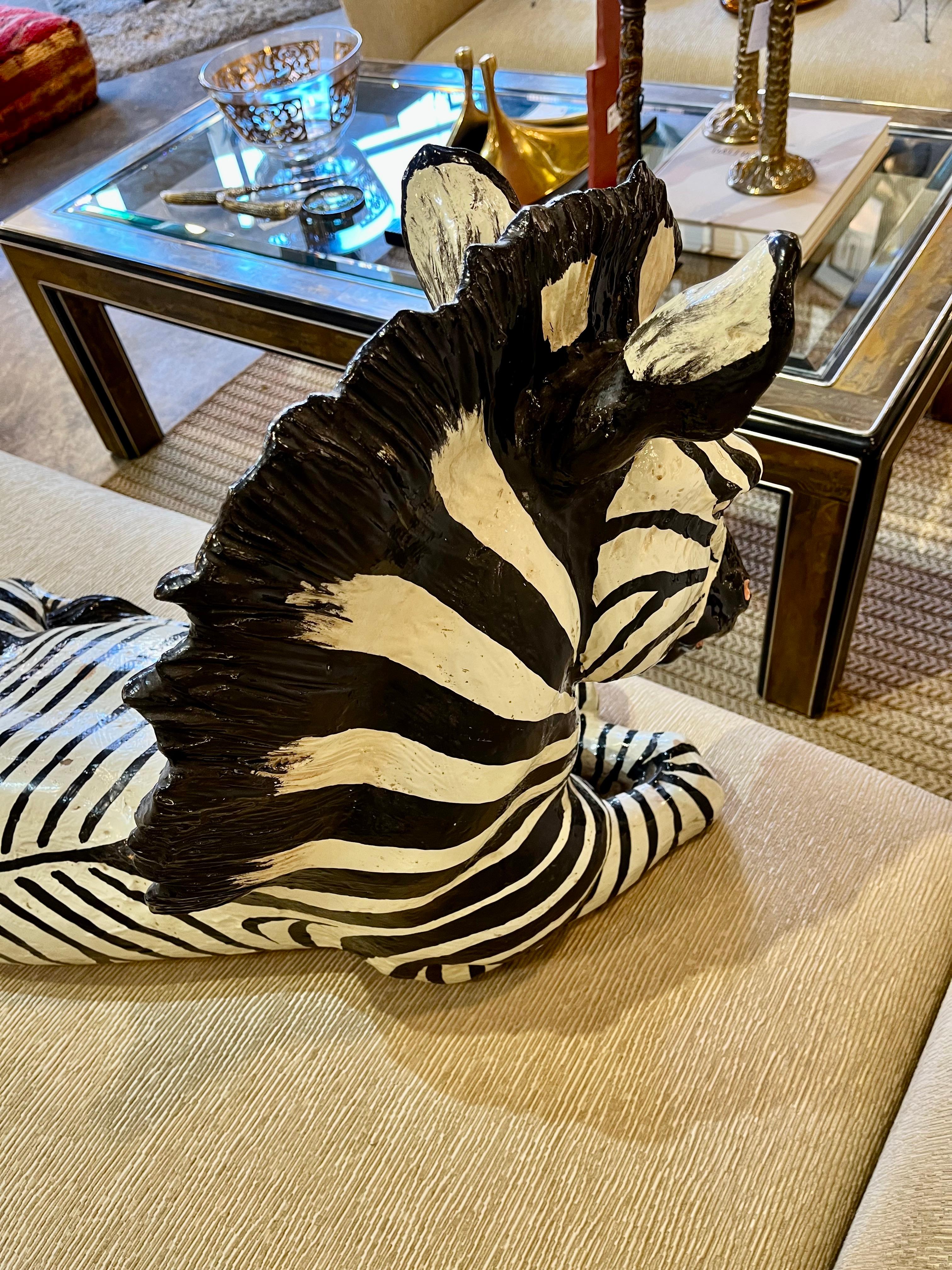 Large Mid Century Ceramic Zebra sculpture 2