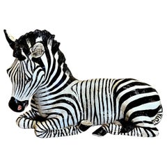 Large Mid Century Ceramic Zebra sculpture